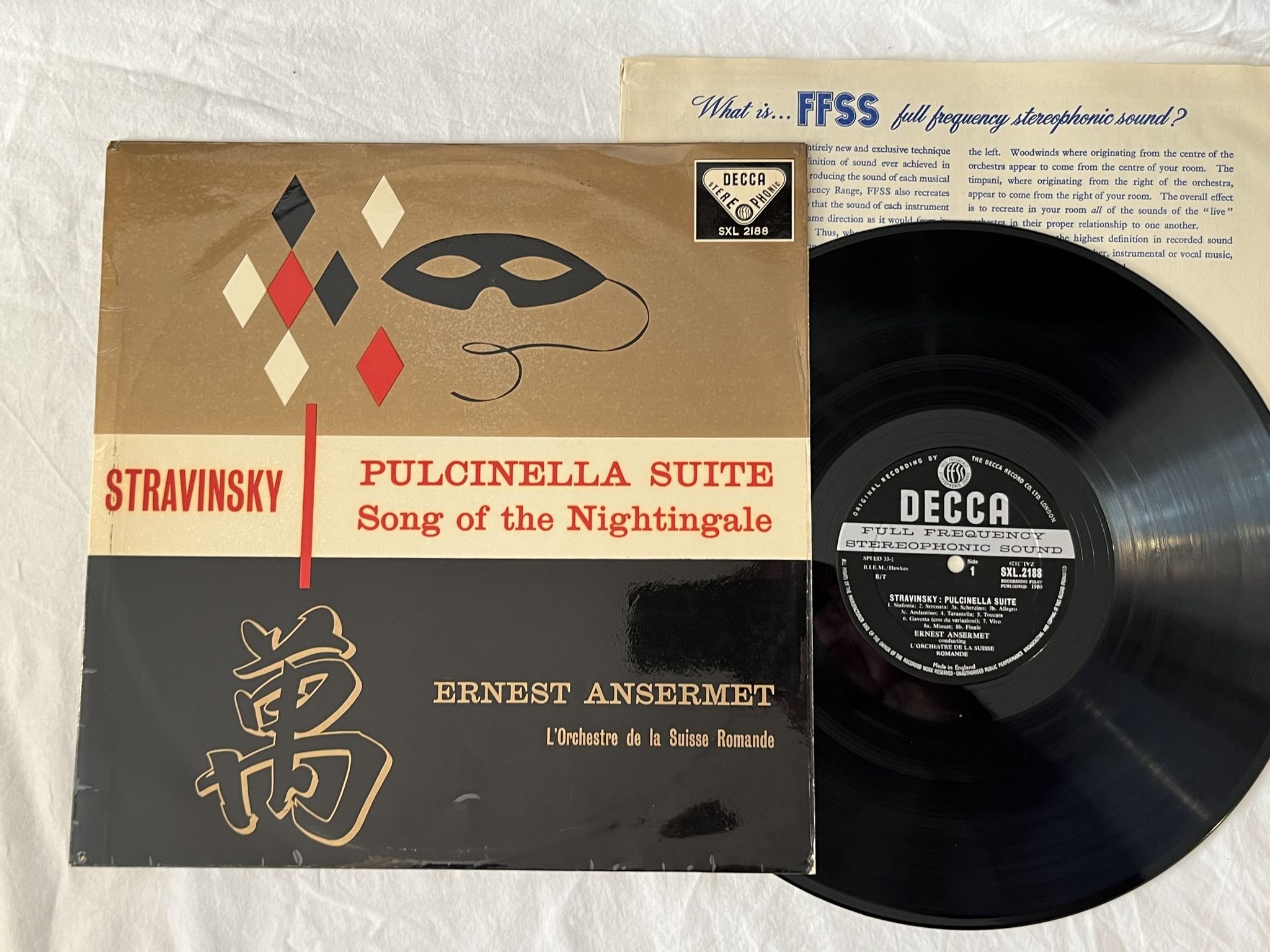 Omslagsbild för skivan ANSERMET Stravinsky: song of the nightingale LP -60 UK DECCA SXL 2188