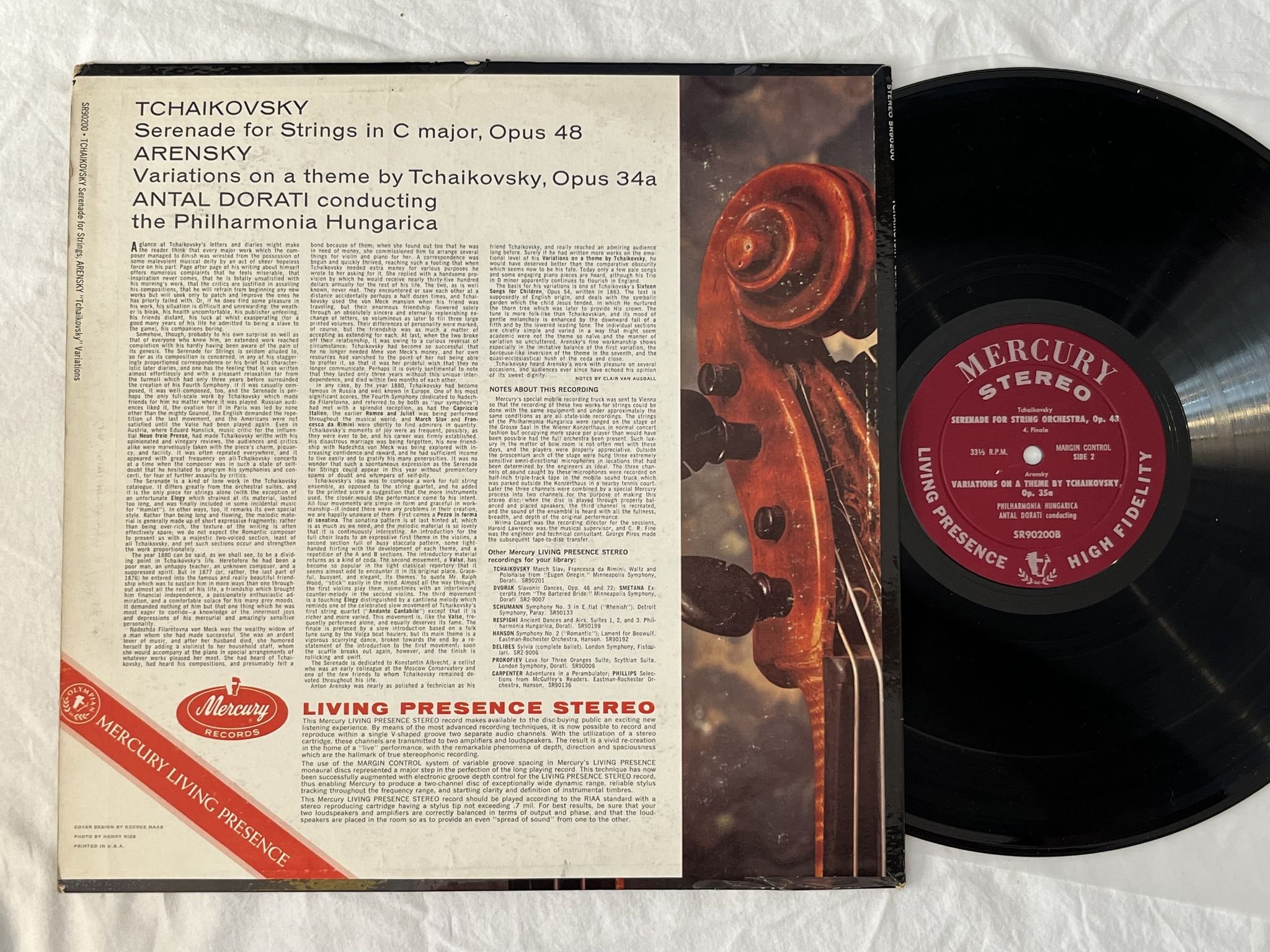 Omslagsbild för skivan ANTAL DORATI Tchaikovsky: serenade in C major LP -60 US MERCURY MG50200