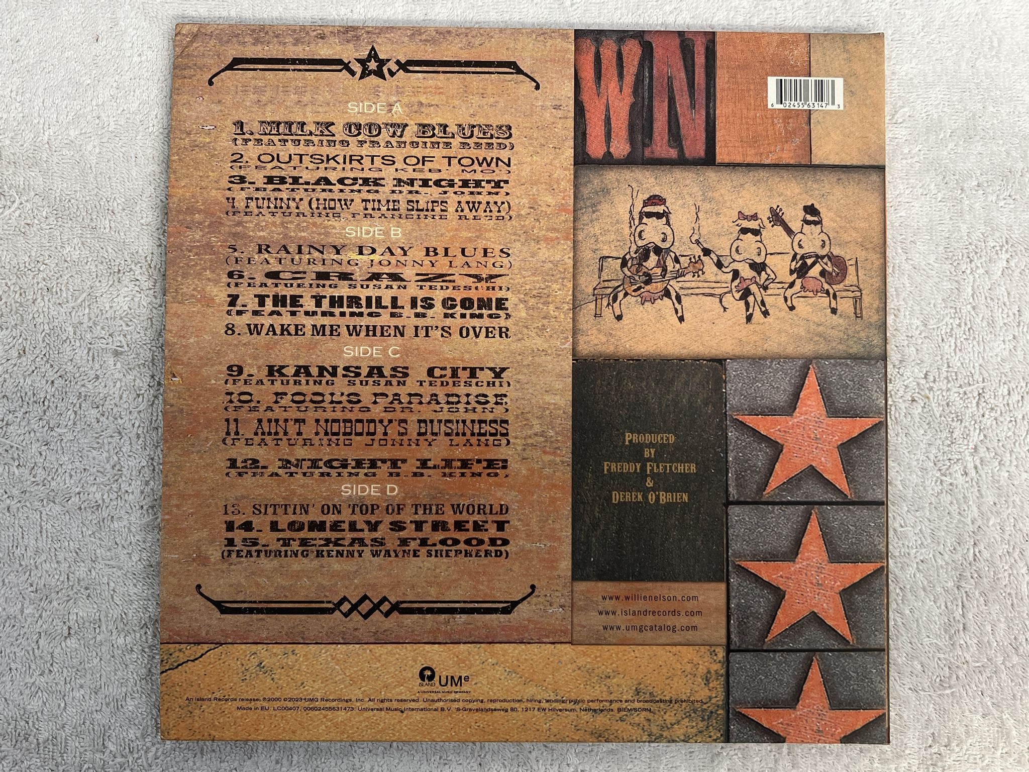 Omslagsbild för skivan WILLIE NELSON Milk Cow Blues 2xLP 2023 ISLAND 00602455631473