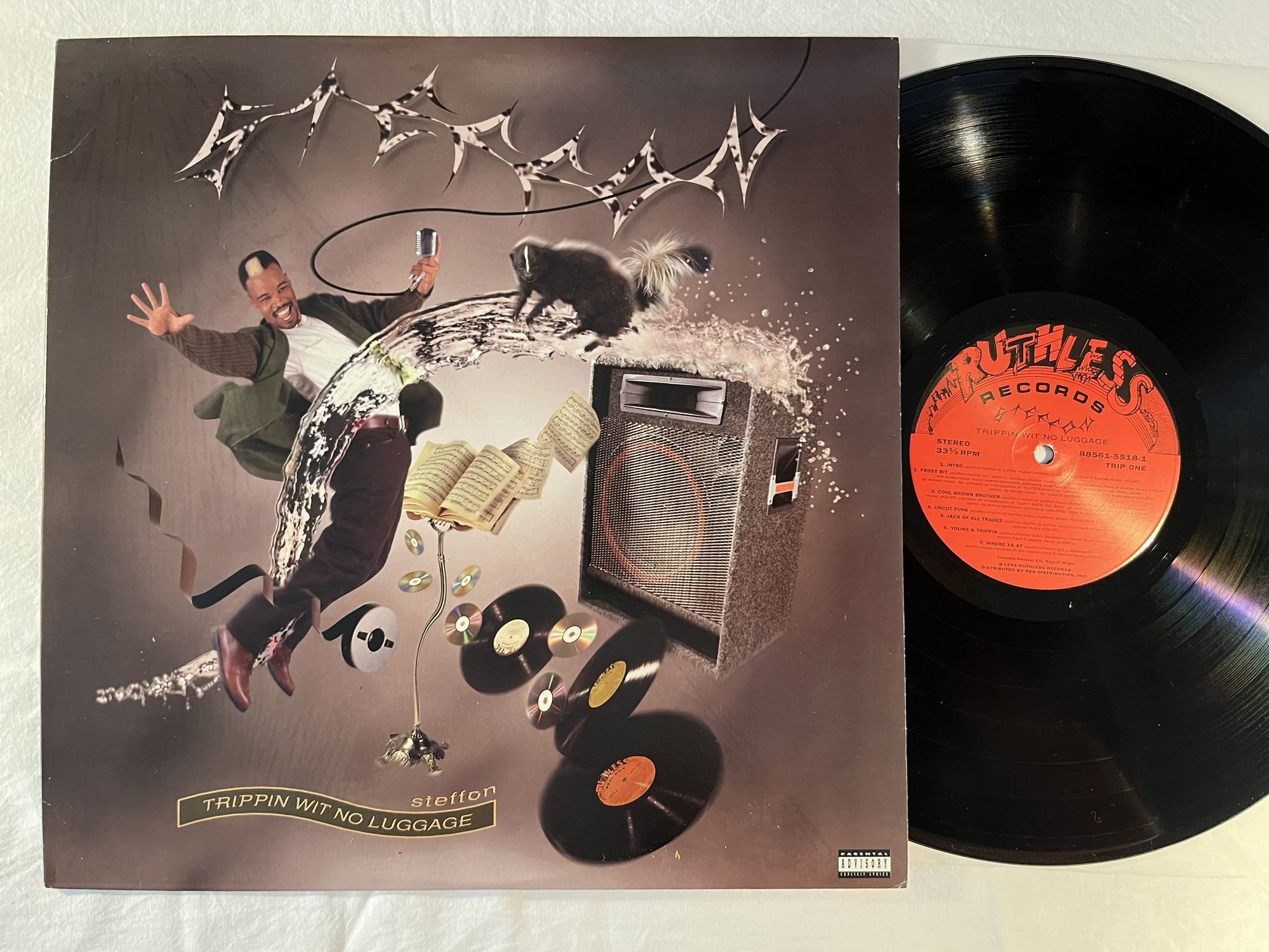 Omslagsbild för skivan STEFFON Trippin Wit No Luggage LP -94 US RUTHLESS 88561-5518-1