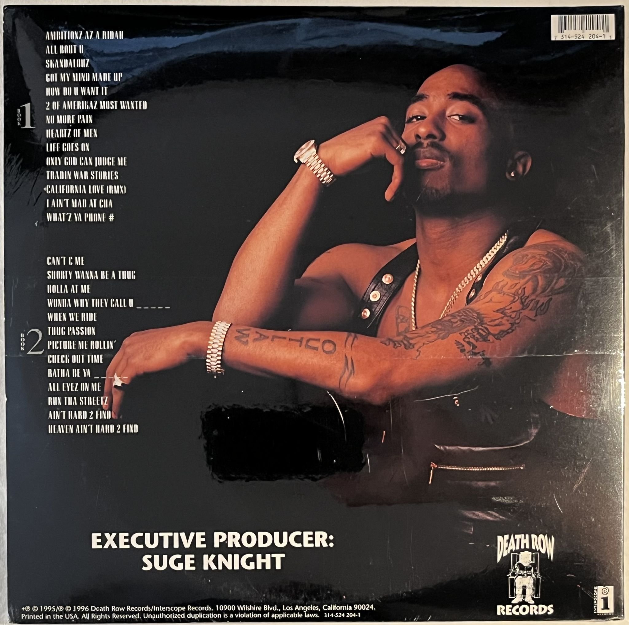 Omslagsbild för skivan 2PAC all eyez on me 4xLP -96 US DEATH ROW 314-524 204-1 * VERY RARE & SEALED *