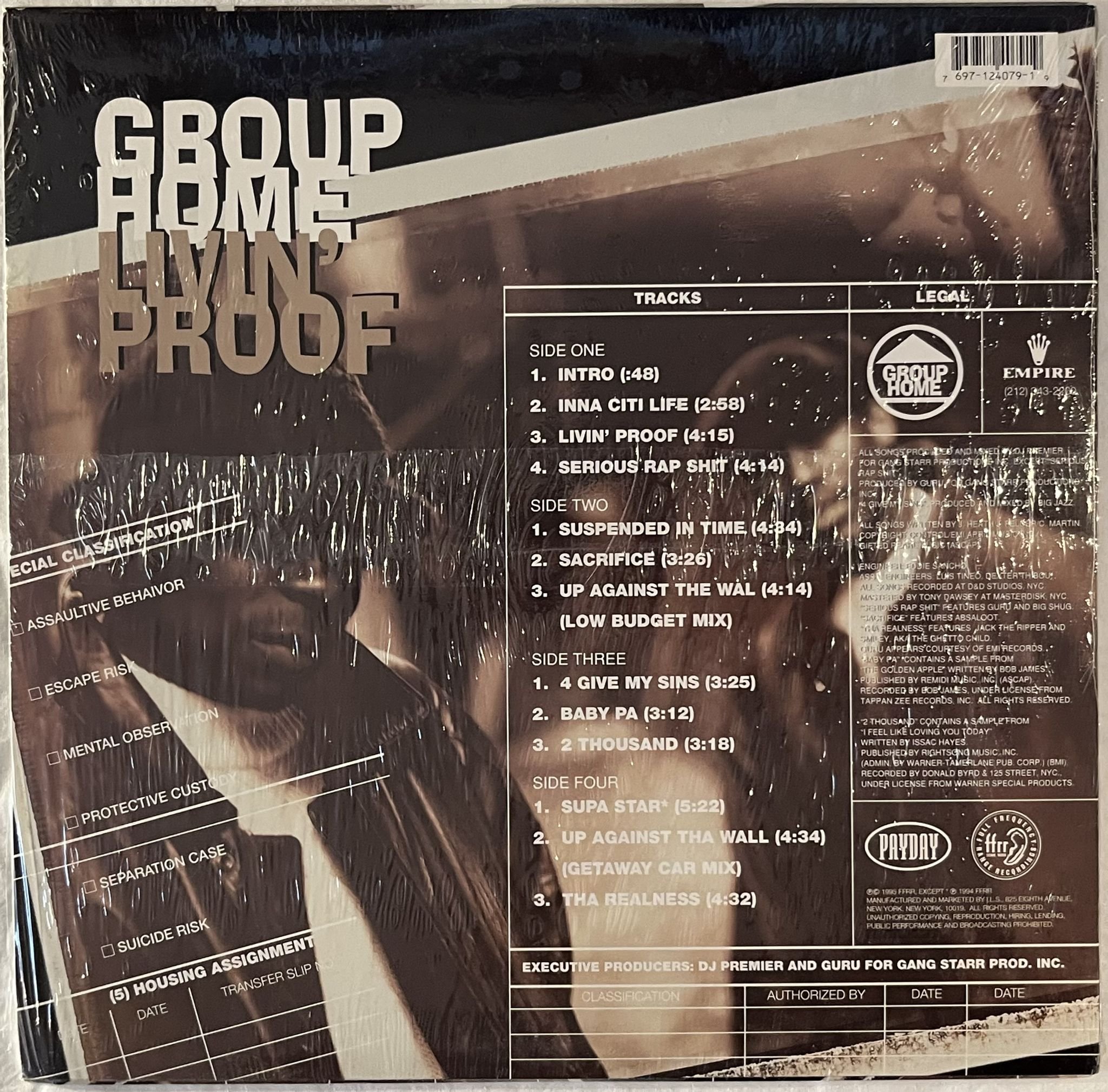 Omslagsbild för skivan GROUP HOME Livin' Proof 2xLP -95 US FFRR 697124079-1 ** Still sealed **