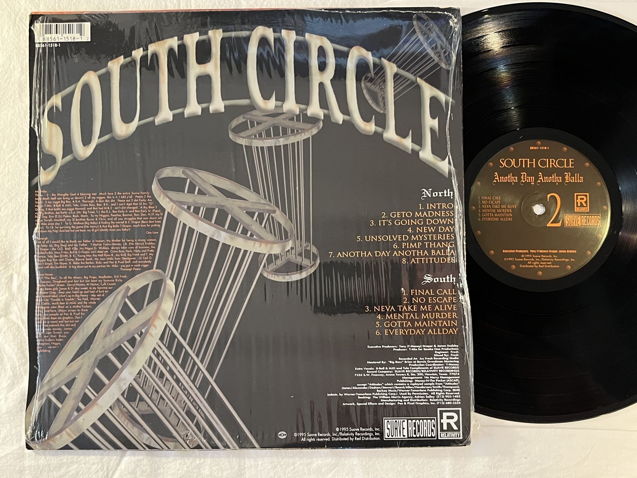 Omslagsbild för skivan SOUTH CIRCLE Anotha Day Anotha Balla LP -95 US relativity 88561-1518-1