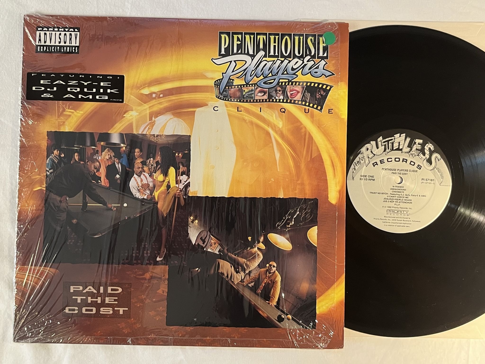 Omslagsbild för skivan PENTHOUSE PLAYERS CLIQUE Paid The Cost LP -92 US RUTHLESS P1 57181