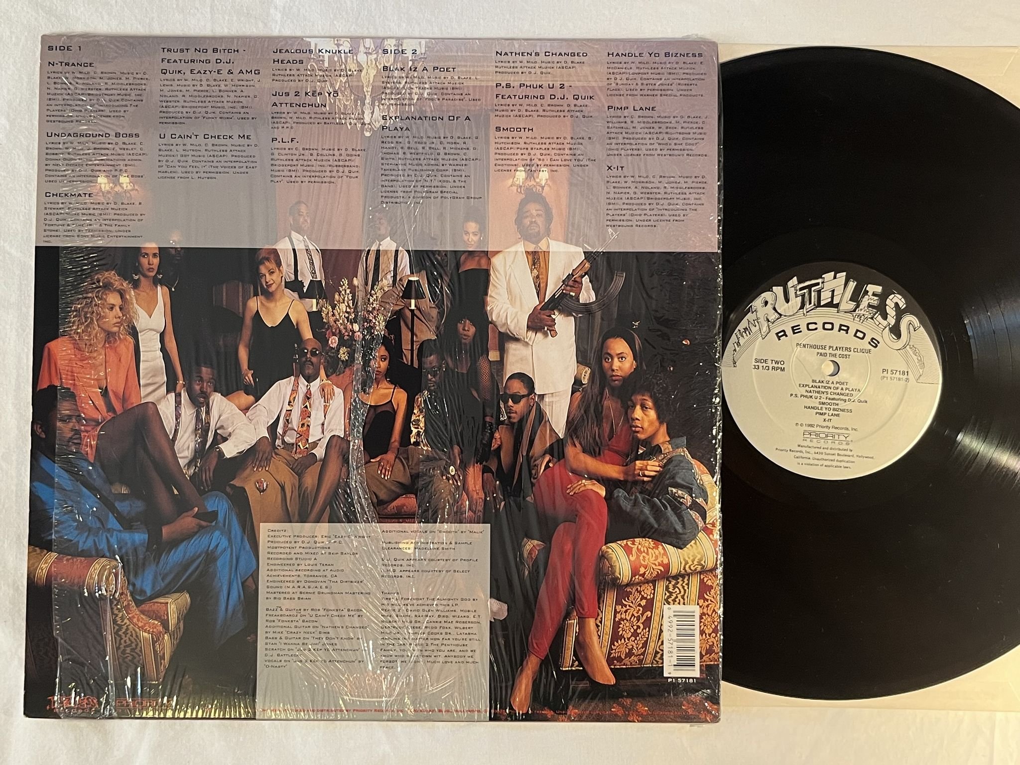 Omslagsbild för skivan PENTHOUSE PLAYERS CLIQUE Paid The Cost LP -92 US RUTHLESS P1 57181