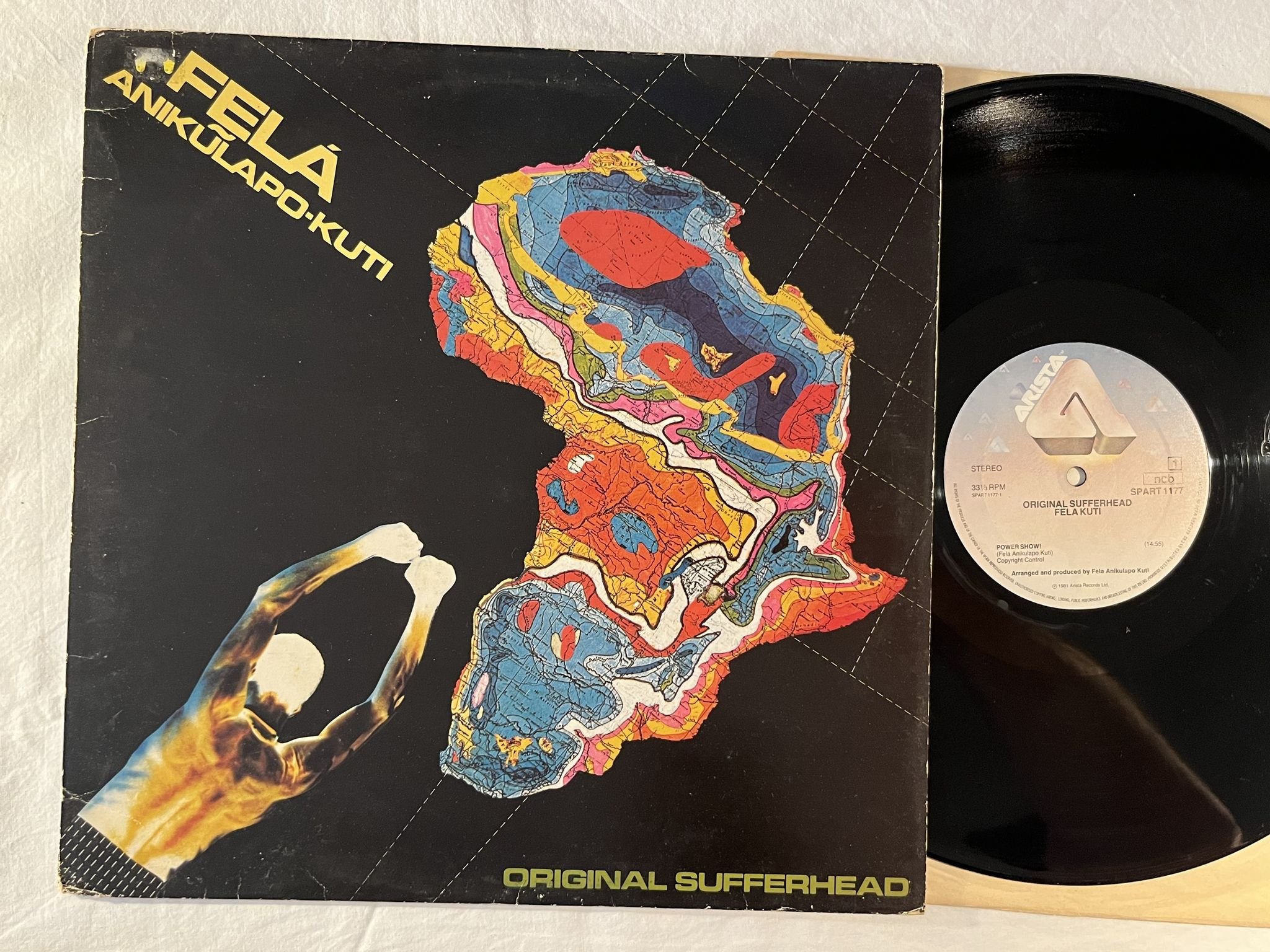 Omslagsbild för skivan FELA KUTI original sufferhead LP -81 ncb ARISTA SPART 1177 ** Afro Funk **