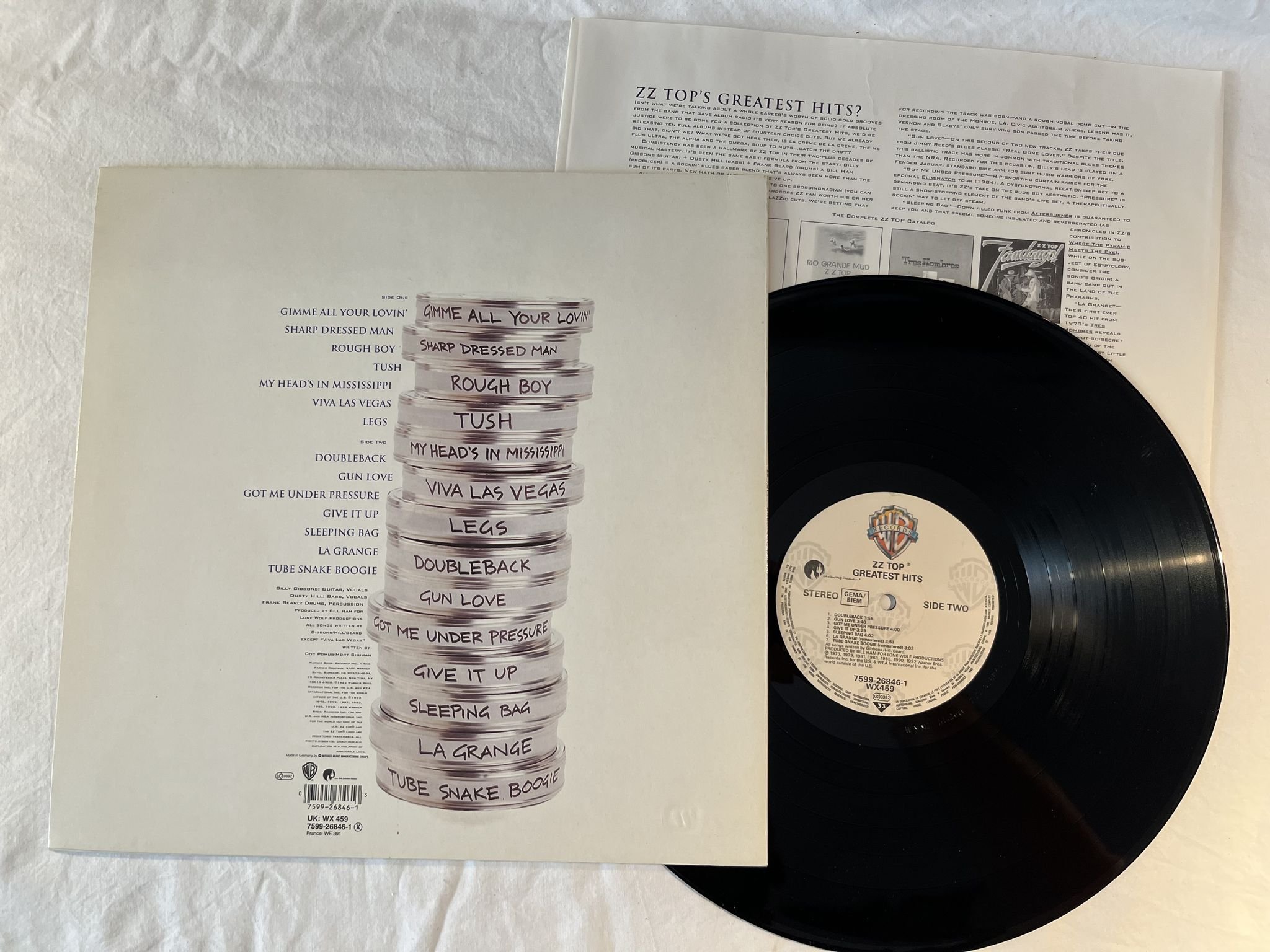 Omslagsbild för skivan ZZ TOP Greatest Hits LP -92 WARNER BROS 7599-26846-1