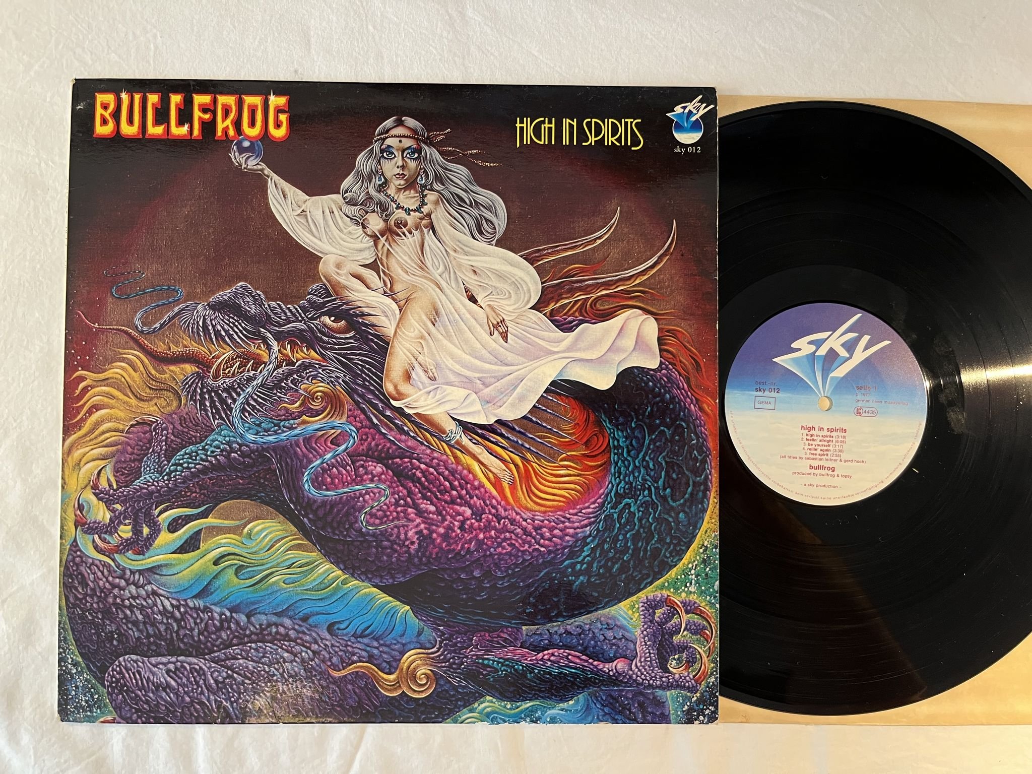 Omslagsbild för skivan BULLFROG High In Spirits LP -77 Ger SKY RECORDS sky 012 ** KRAUTROCK **