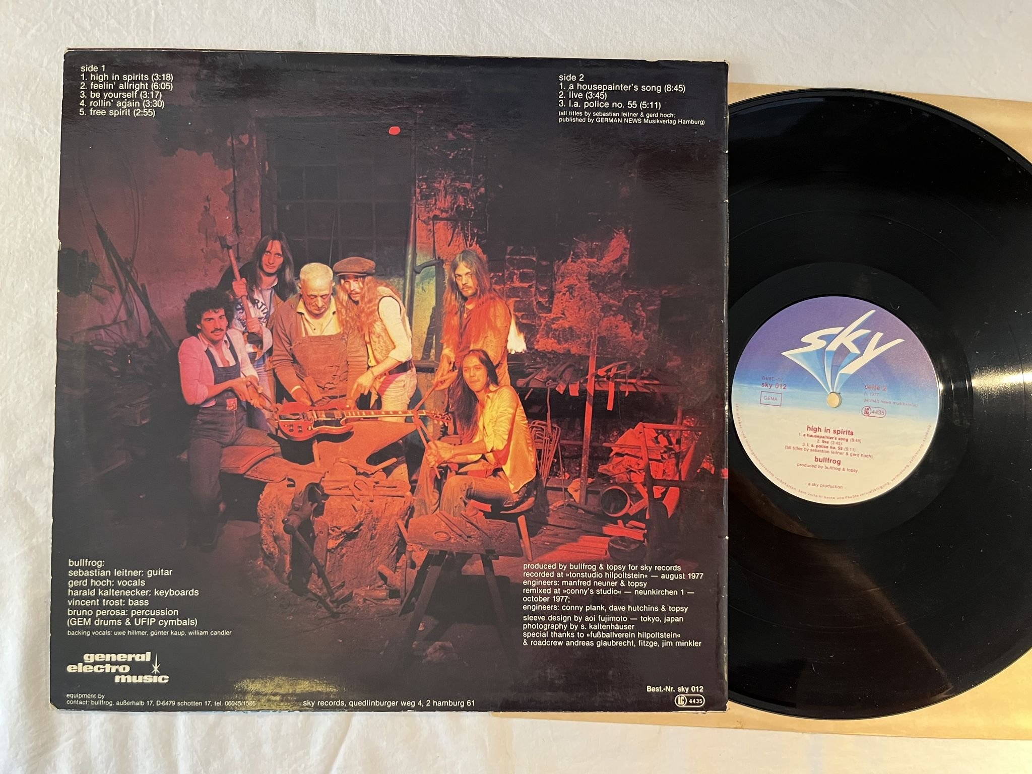 Omslagsbild för skivan BULLFROG High In Spirits LP -77 Ger SKY RECORDS sky 012 ** KRAUTROCK **