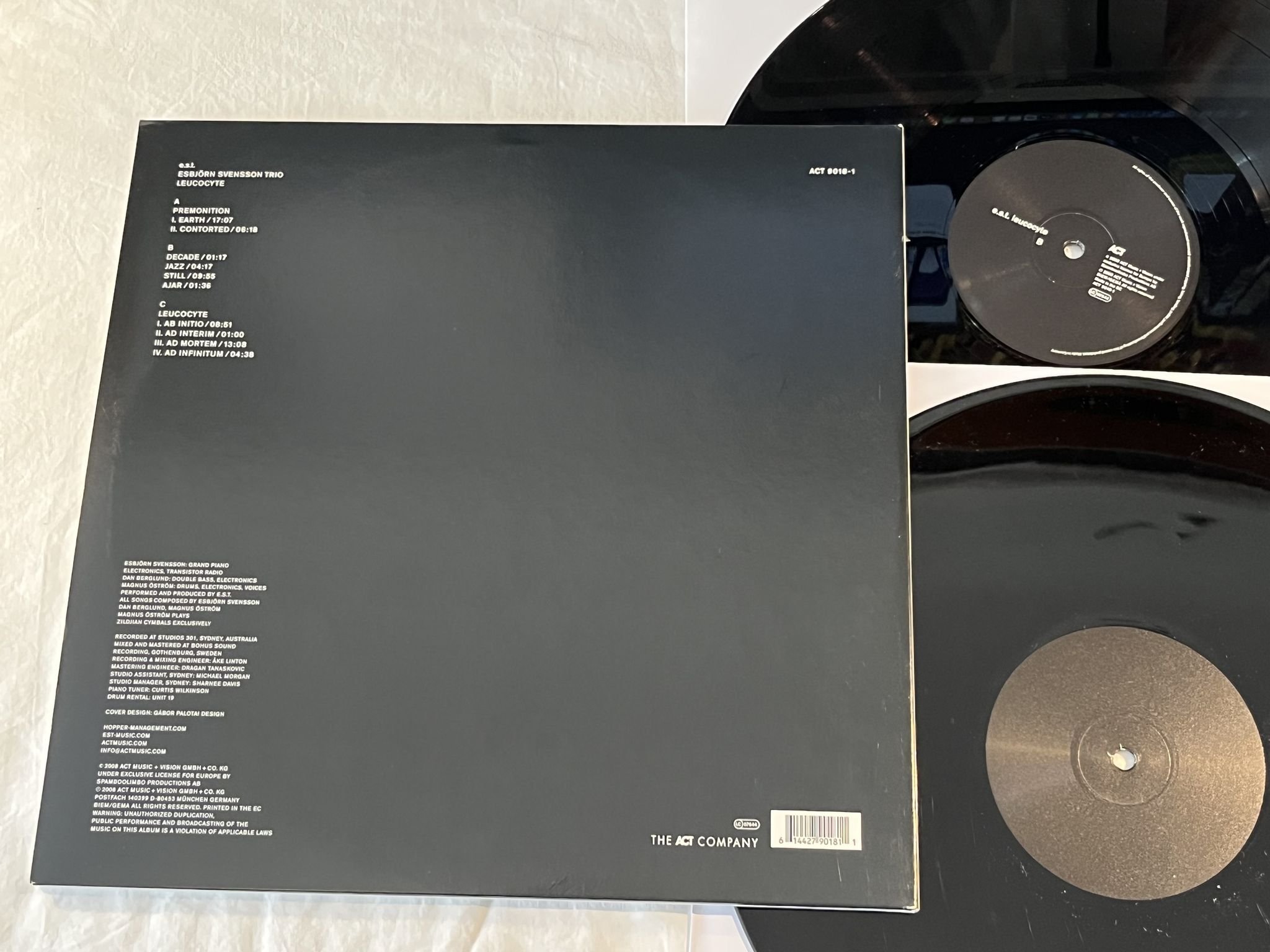 Omslagsbild för skivan ESBJÖRN SVENSSON TRIO Leucocyte 2xLP 2008 Ger ACT 9018-1