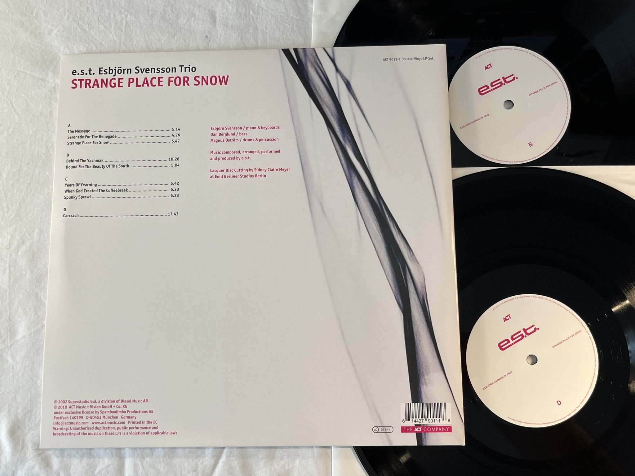 Omslagsbild för skivan ESBJÖRN SVENSSON TRIO Strange Place For Snow 2xLP 2018 Ger ACT 9011-1