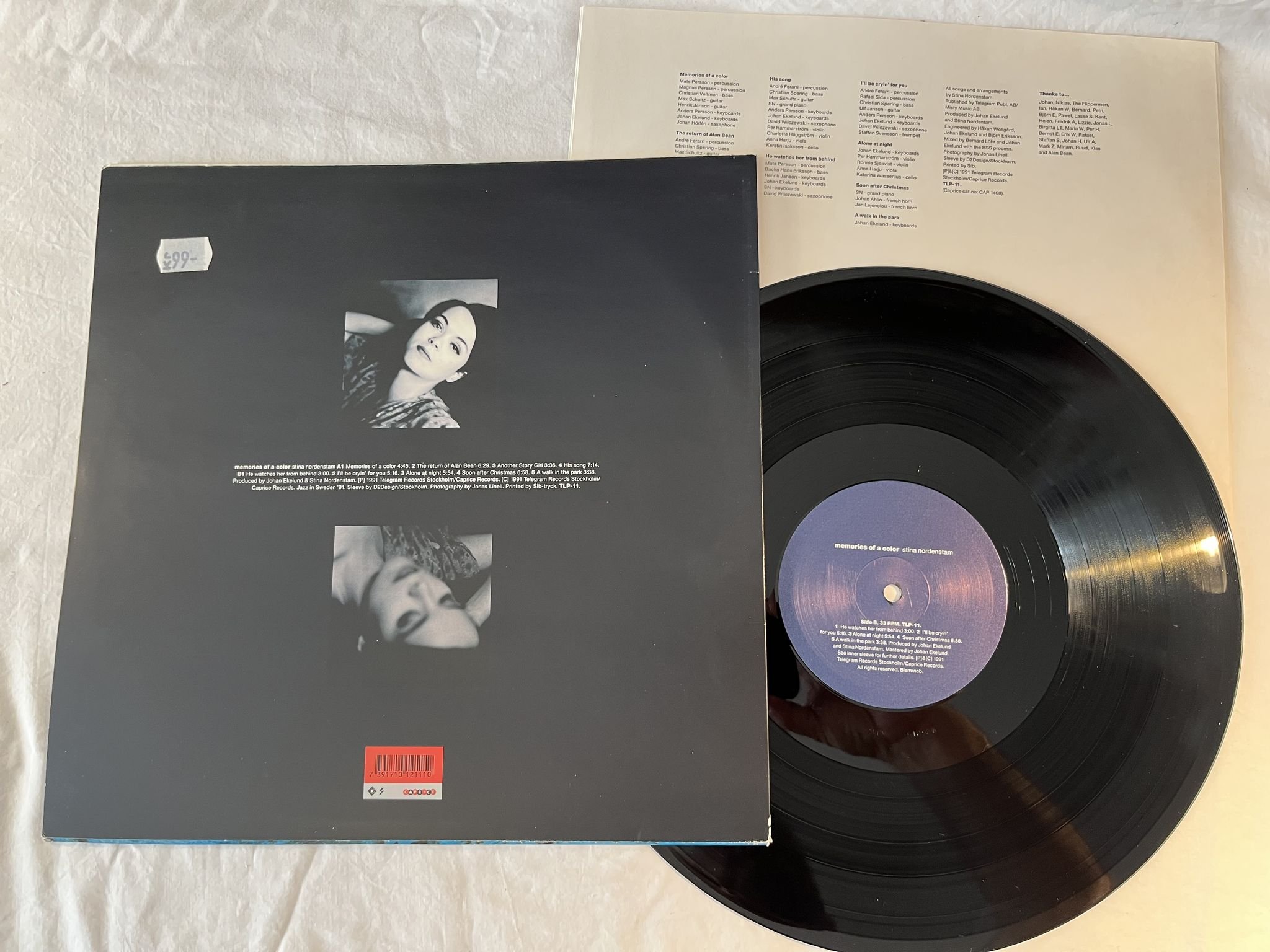 Omslagsbild för skivan STINA NORDENSTAM memories of a color LP -91 Swe TELEGRAM TLP-11