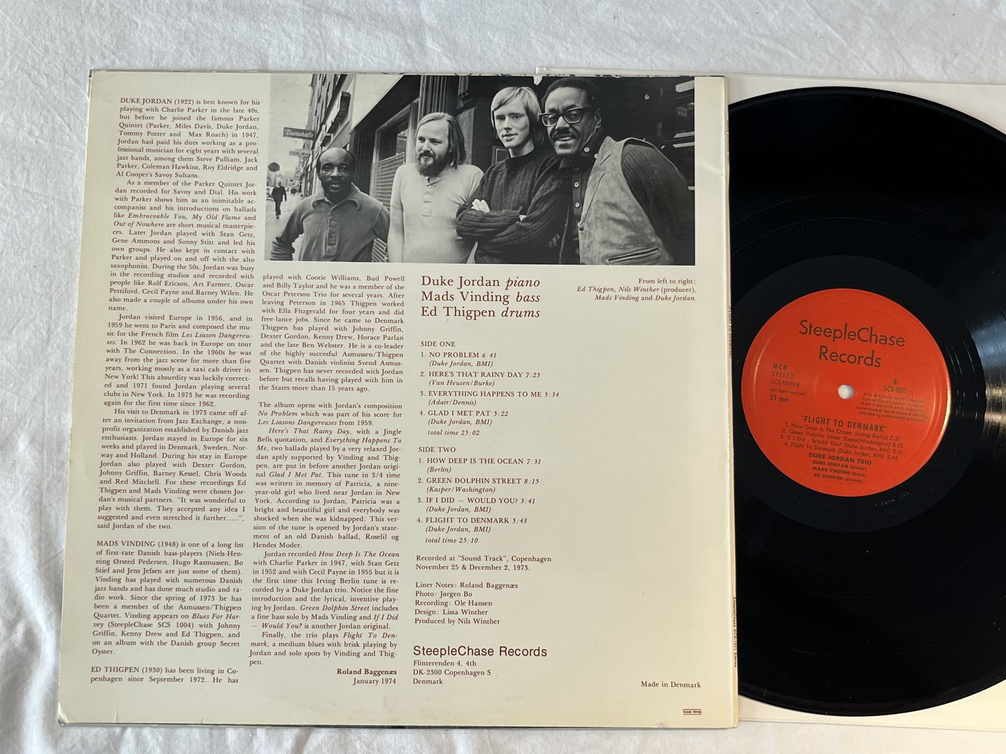 Omslagsbild för skivan DUKE JORDAN TRIO flight to Denmark LP -74 Den STEEPLECHASE SCS-1011