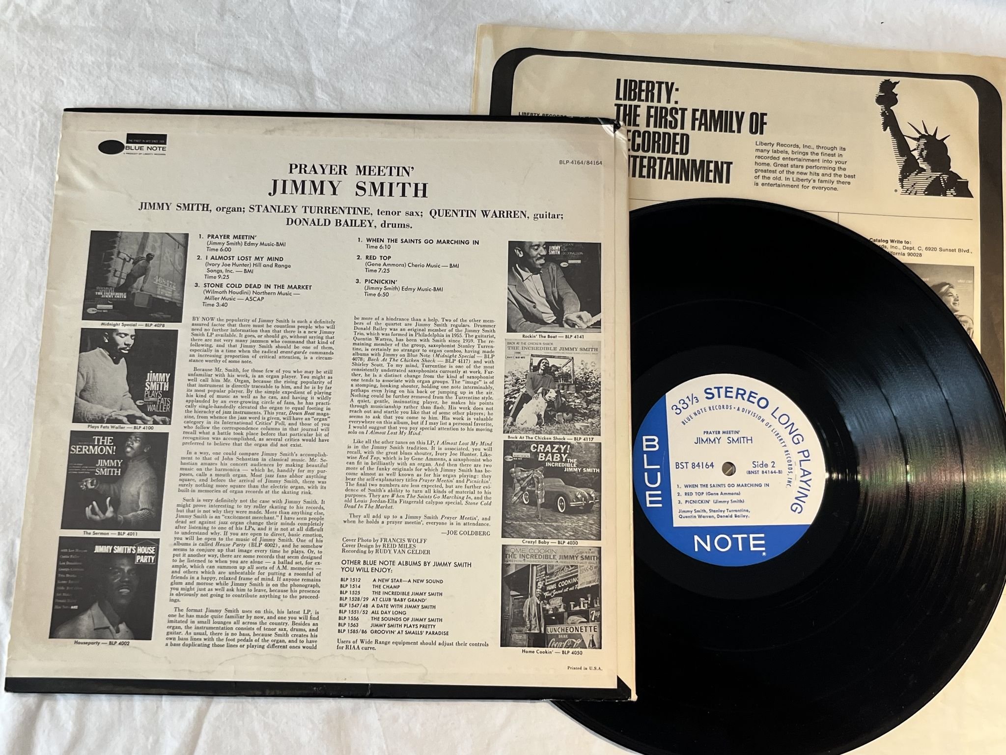 Omslagsbild för skivan JIMMY SMITH prayer meetin' LP -66 US BLUE NOTE BST 84164 ** LIBERTY PRESS **