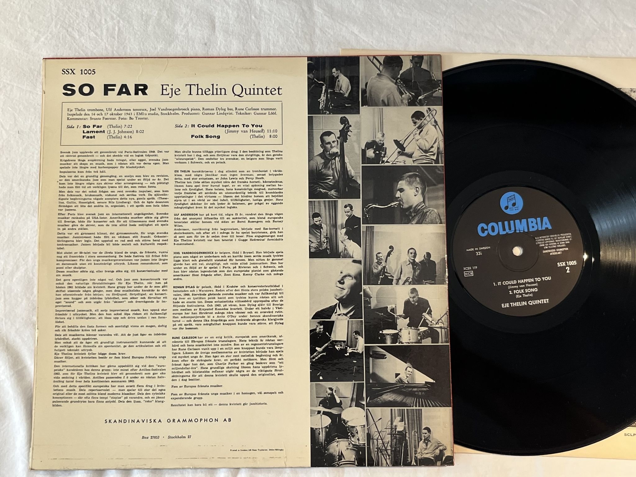 Omslagsbild för skivan EJE THELIN QUINTET so far LP -63 Swe COLUMBIA SSX 1005
