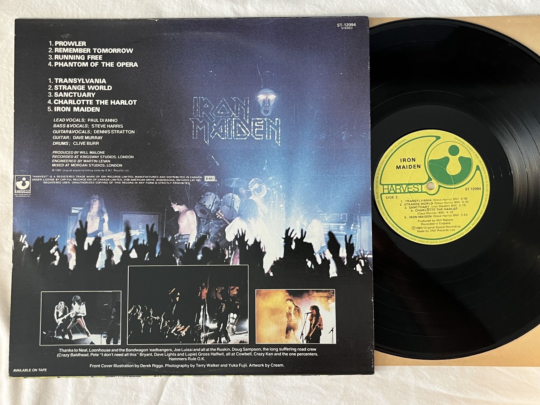 Omslagsbild för skivan IRON MAIDEN s/t LP -80 Can HARVEST ST-12094 *** CLASSIC ***