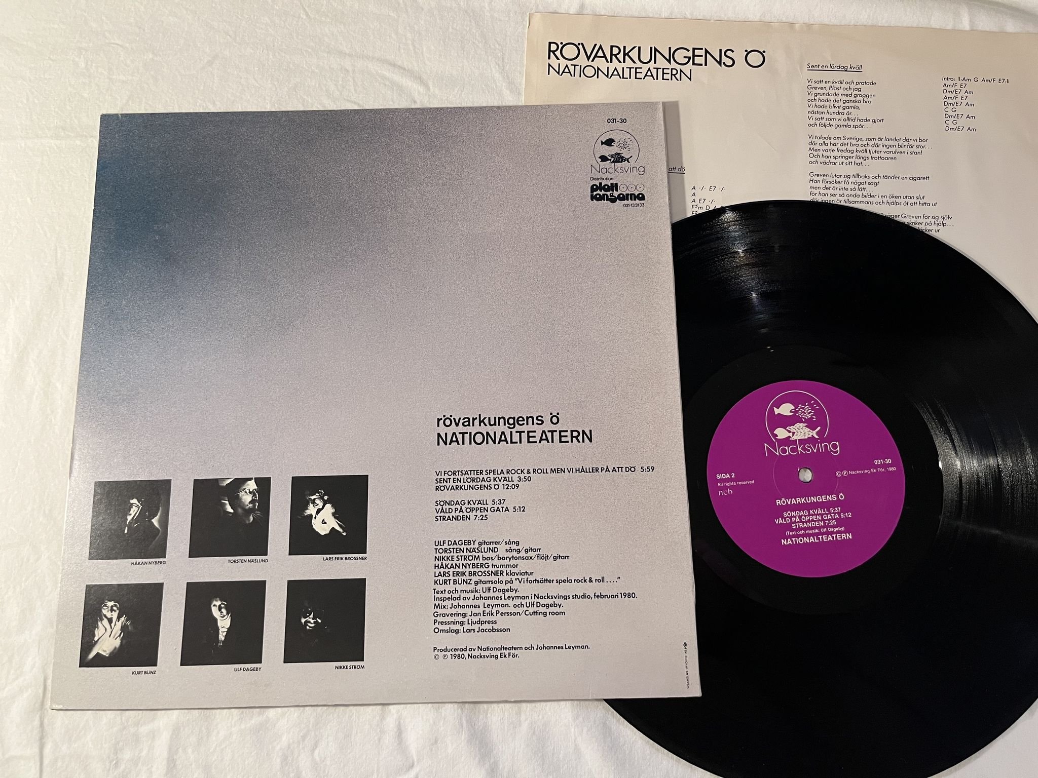 Omslagsbild för skivan NATIONALTEATERN rövarkungens ö LP -80 NACKSVING 031-30