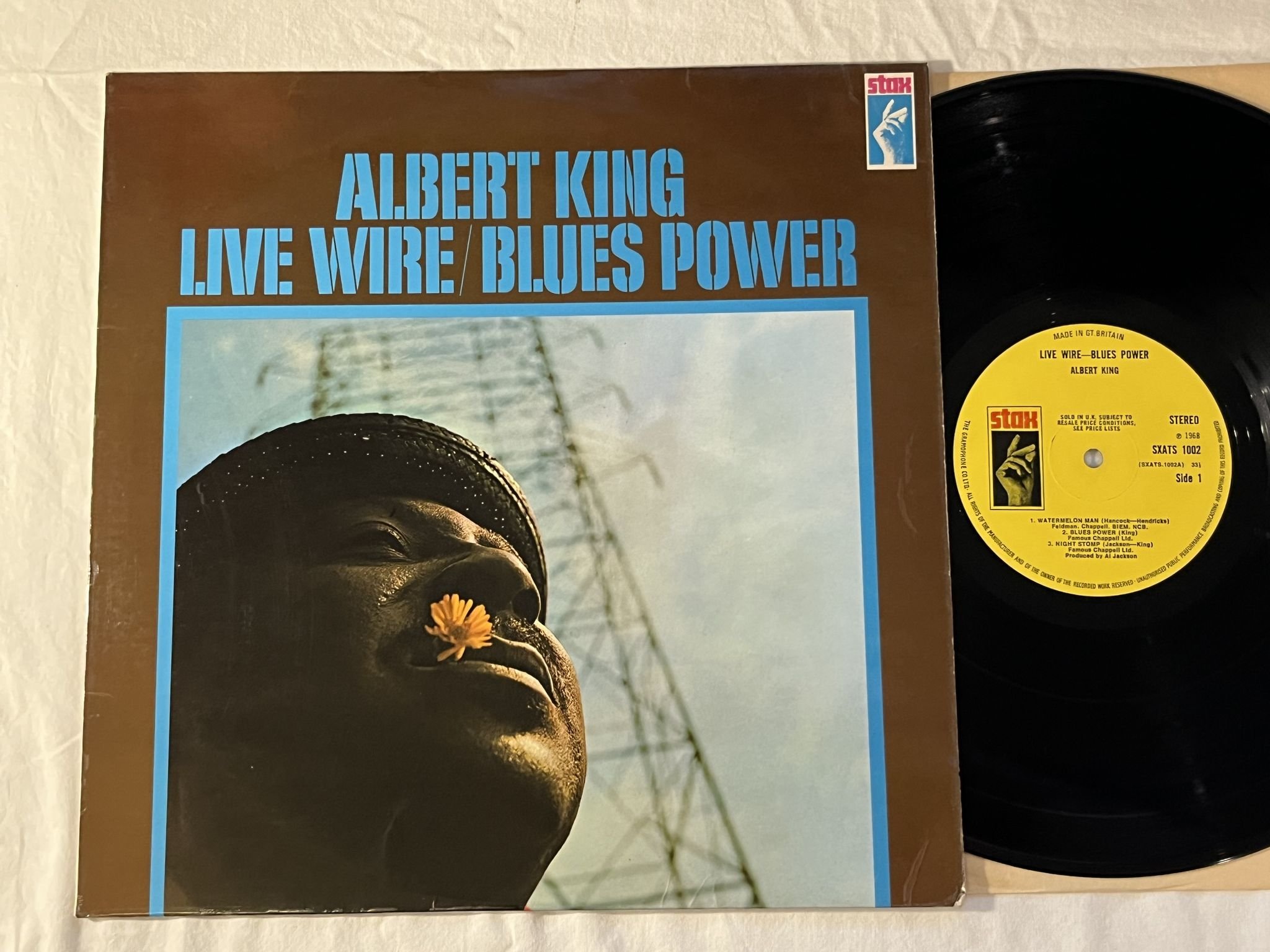 Omslagsbild för skivan ALBERT KING live wire - blues power LP -68 UK STAX SXATS 1002
