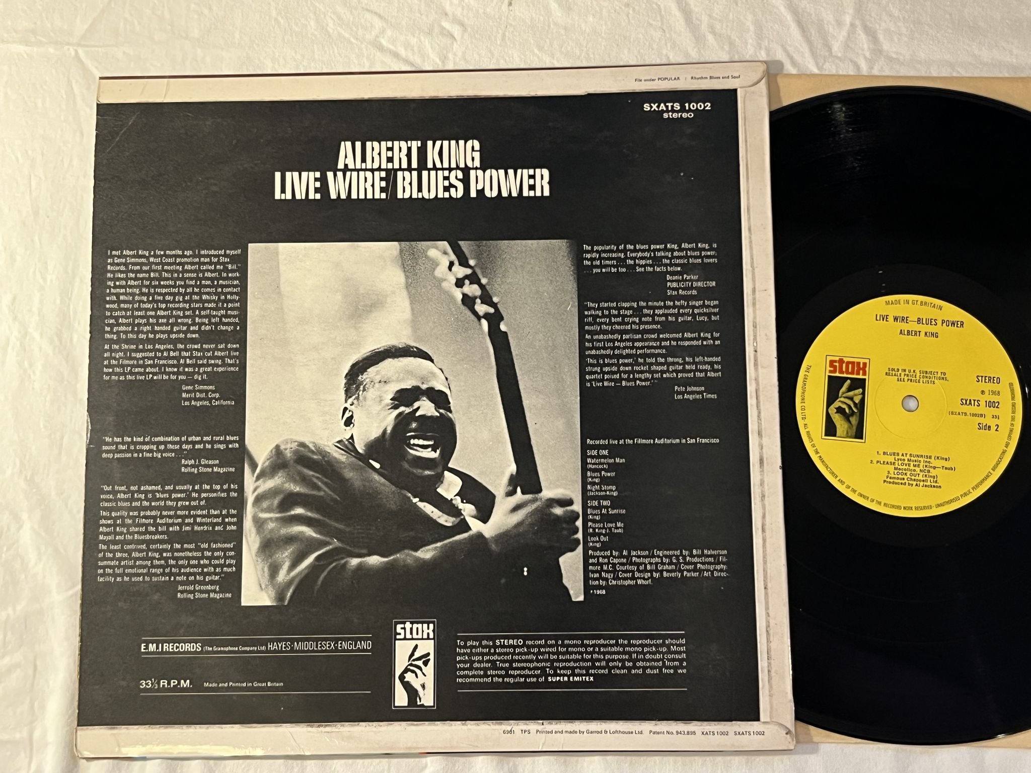 Omslagsbild för skivan ALBERT KING live wire - blues power LP -68 UK STAX SXATS 1002