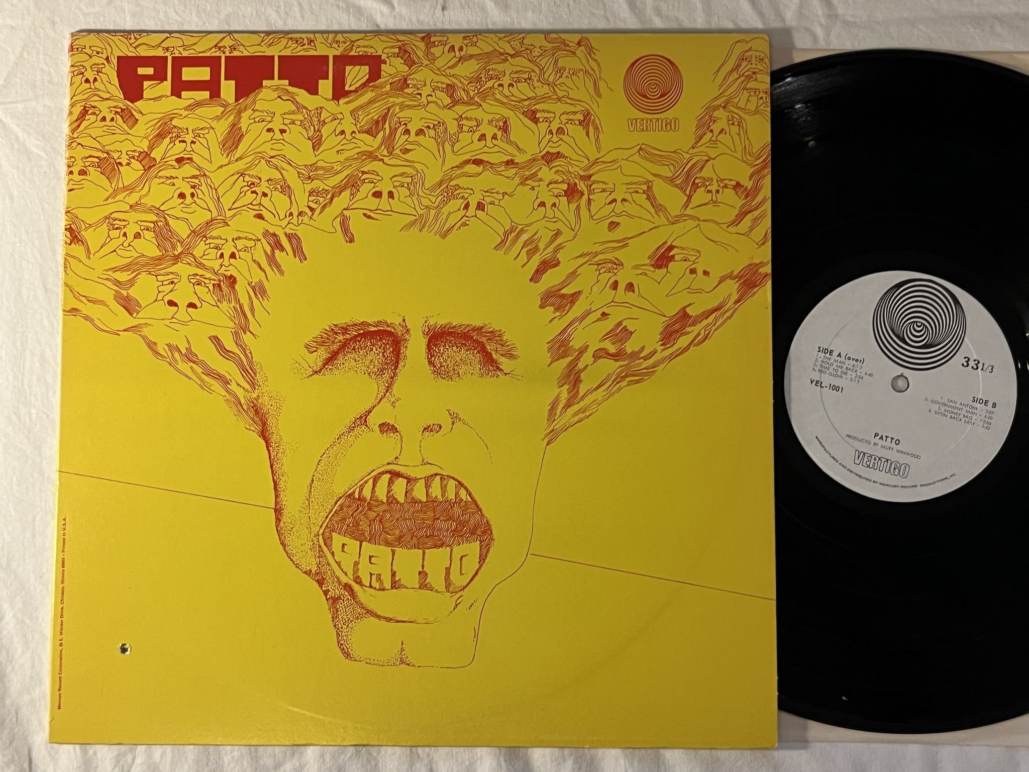 Omslagsbild för skivan PATTO s/t LP -71 US VERTIGO swirl VEL 1001