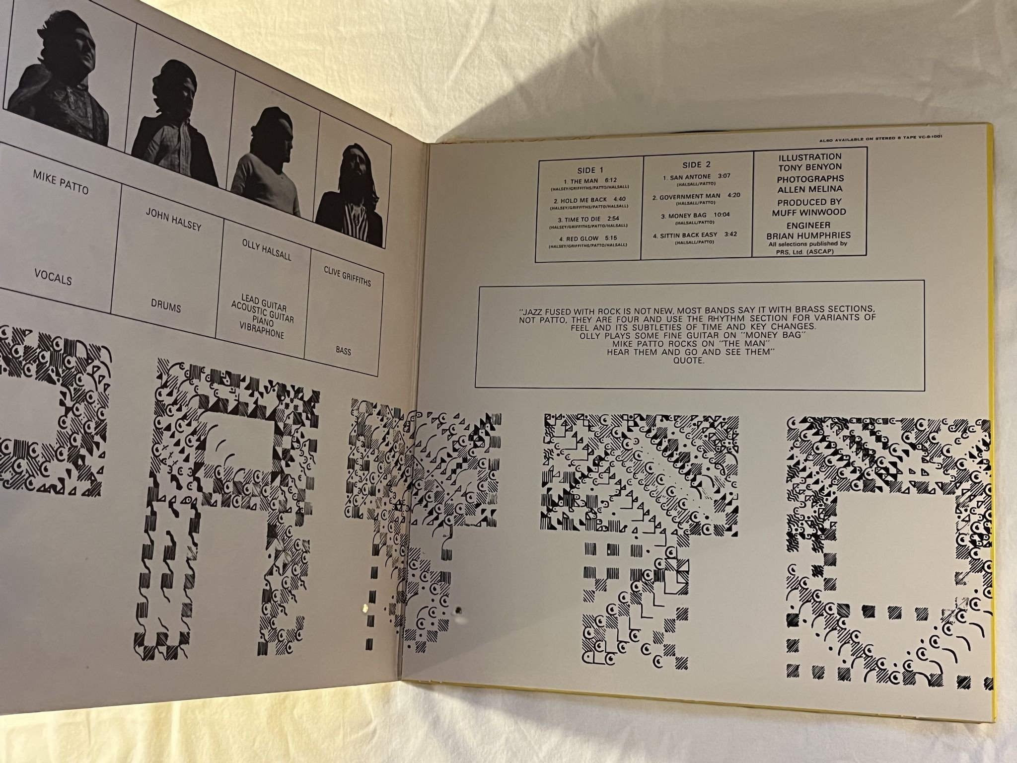 Omslagsbild för skivan PATTO s/t LP -71 US VERTIGO swirl VEL 1001