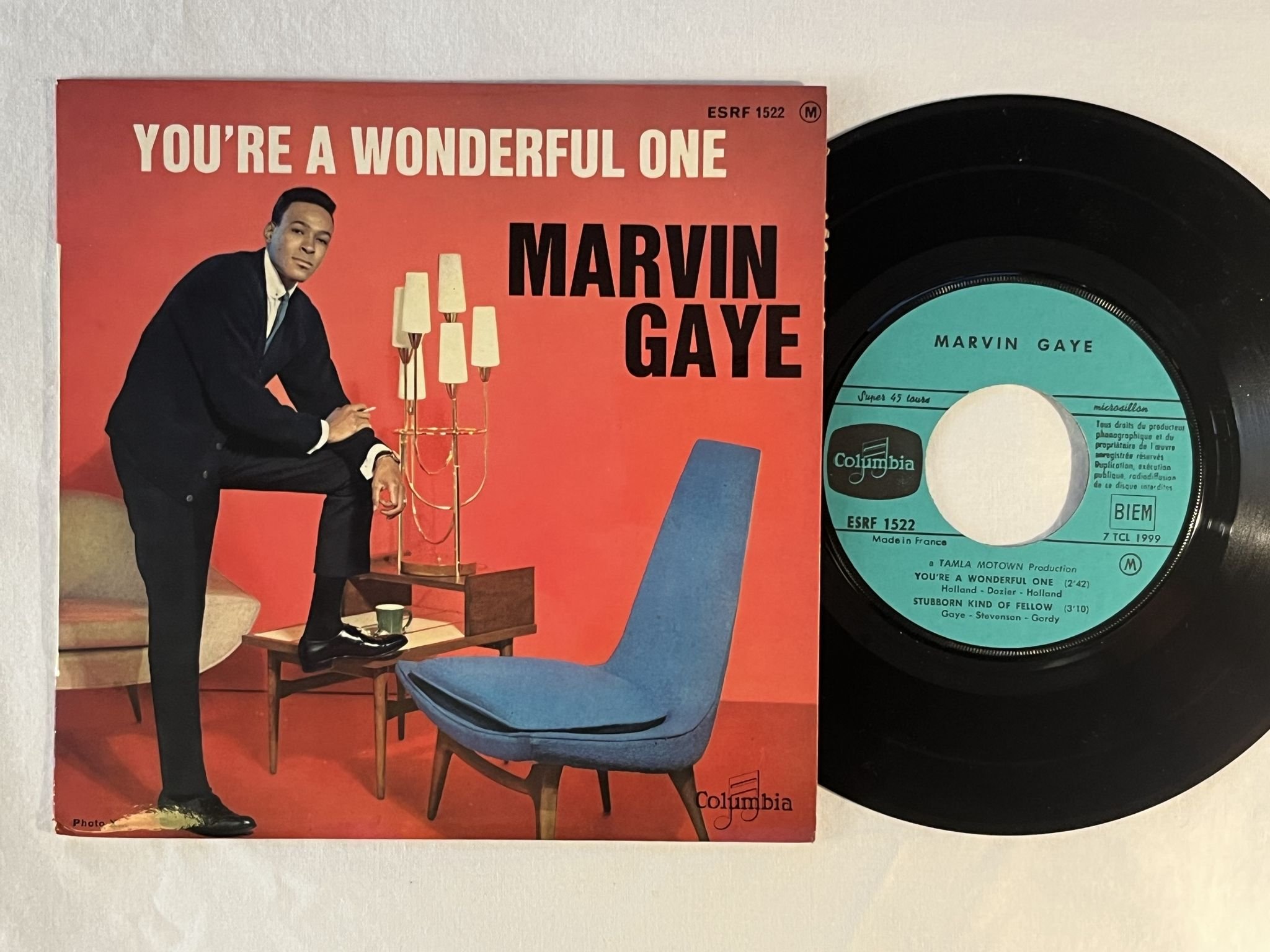 Omslagsbild för skivan MARVIN GAYE you're a wonderful one 7" -64 France COLUMBIA ESRF 1522 * VERY RARE