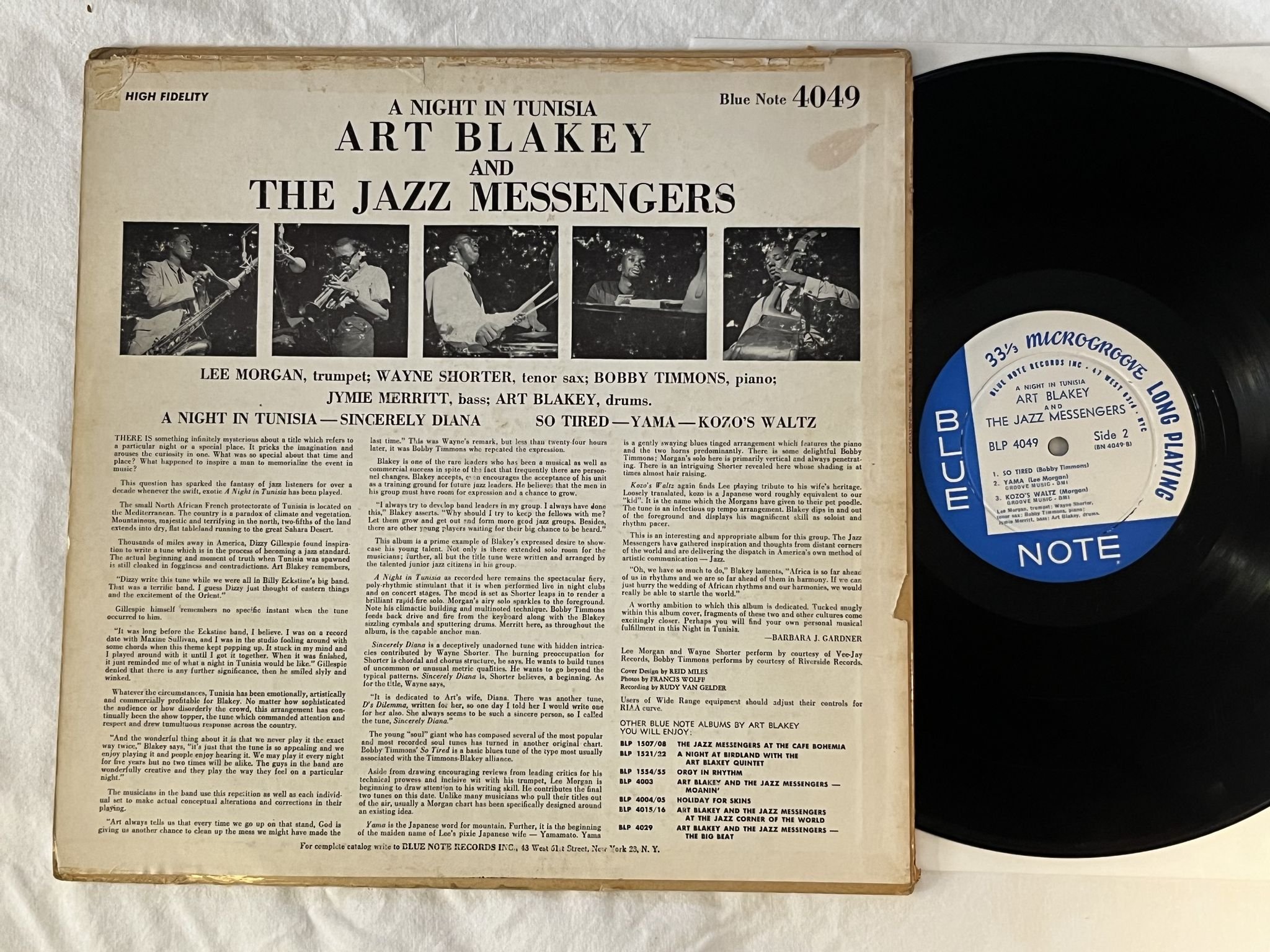 Omslagsbild för skivan ART BLAKEY a night in Tunisia LP -61 US BLUE NOTE mono BLP 4049 * 47 West 63rd