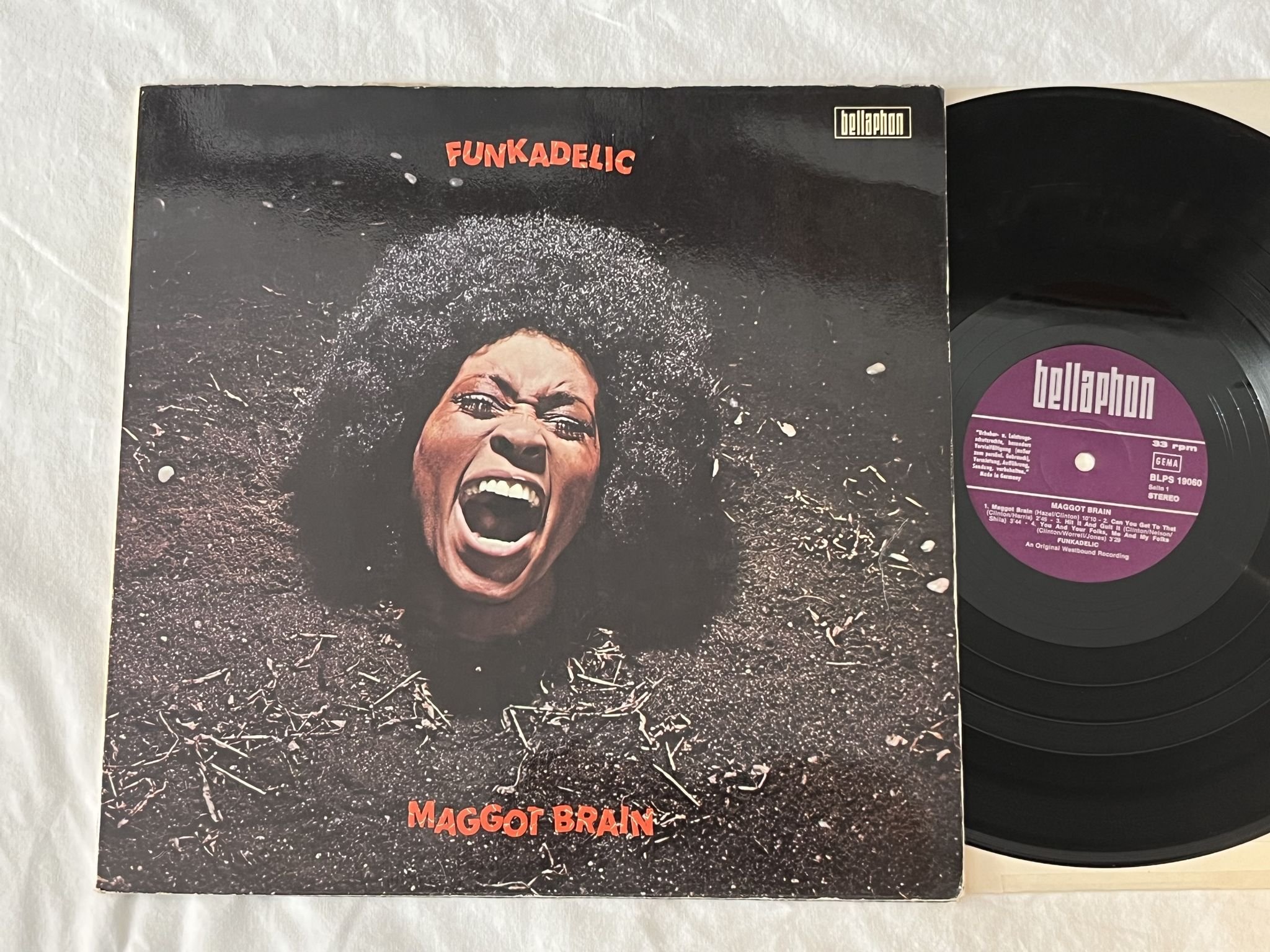 Omslagsbild för skivan FUNKADELIC maggot brain LP -71 Ger BELLAPHON BLPS 19060 *** CLASSIC PSYCH ***
