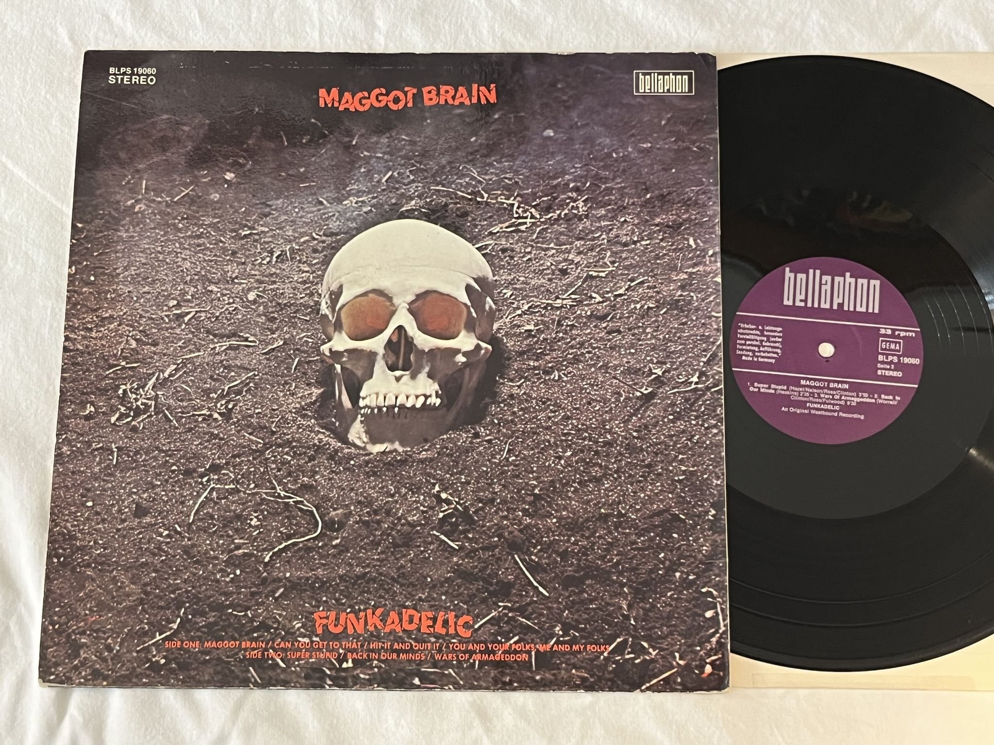 Omslagsbild för skivan FUNKADELIC maggot brain LP -71 Ger BELLAPHON BLPS 19060 *** CLASSIC PSYCH ***