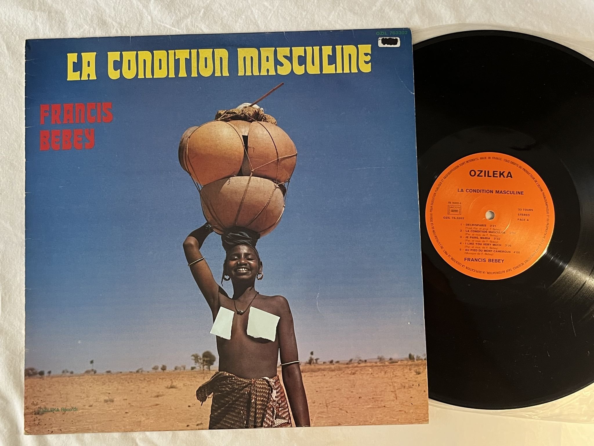 Omslagsbild för skivan FRANCIS BEBEY la condition masculine LP -76 Fra OZILEKA OZIL 763302 * AFROBEAT *