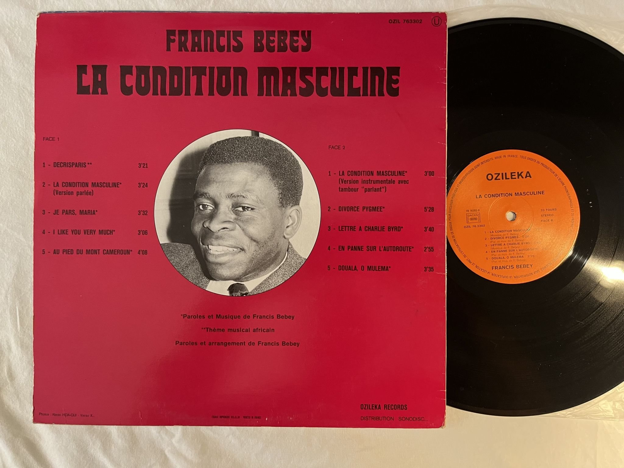 Omslagsbild för skivan FRANCIS BEBEY la condition masculine LP -76 Fra OZILEKA OZIL 763302 * AFROBEAT *