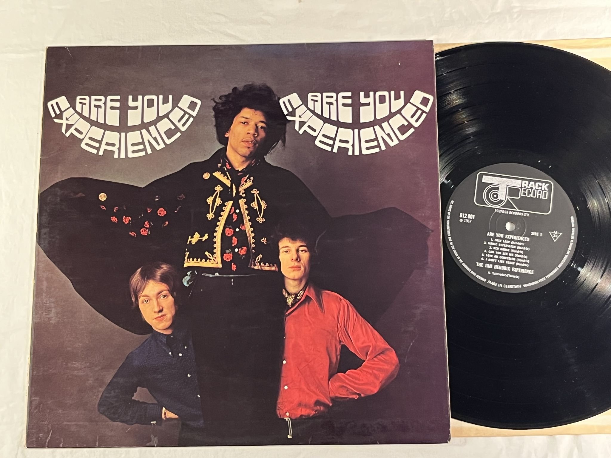 Omslagsbild för skivan THE JIMI HENDRIX EXPERIENCE are you experienced LP -67 UK mono TRACK 612001 rare