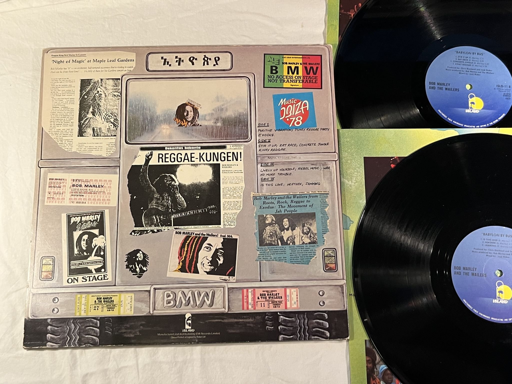 Omslagsbild för skivan BOB MARLEY & THE WAILERS babylon by bus 2xLP -78 ncb ISLAND ISLD 11 C