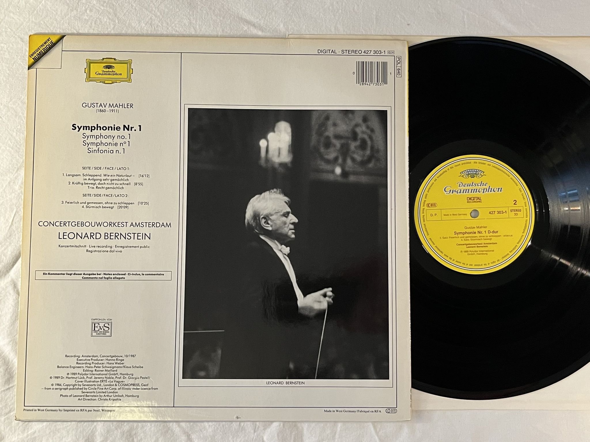 Omslagsbild för skivan BERNSTEIN Mahler: Symphonie No. 1 LP -89 Ger DGG 427 303-1