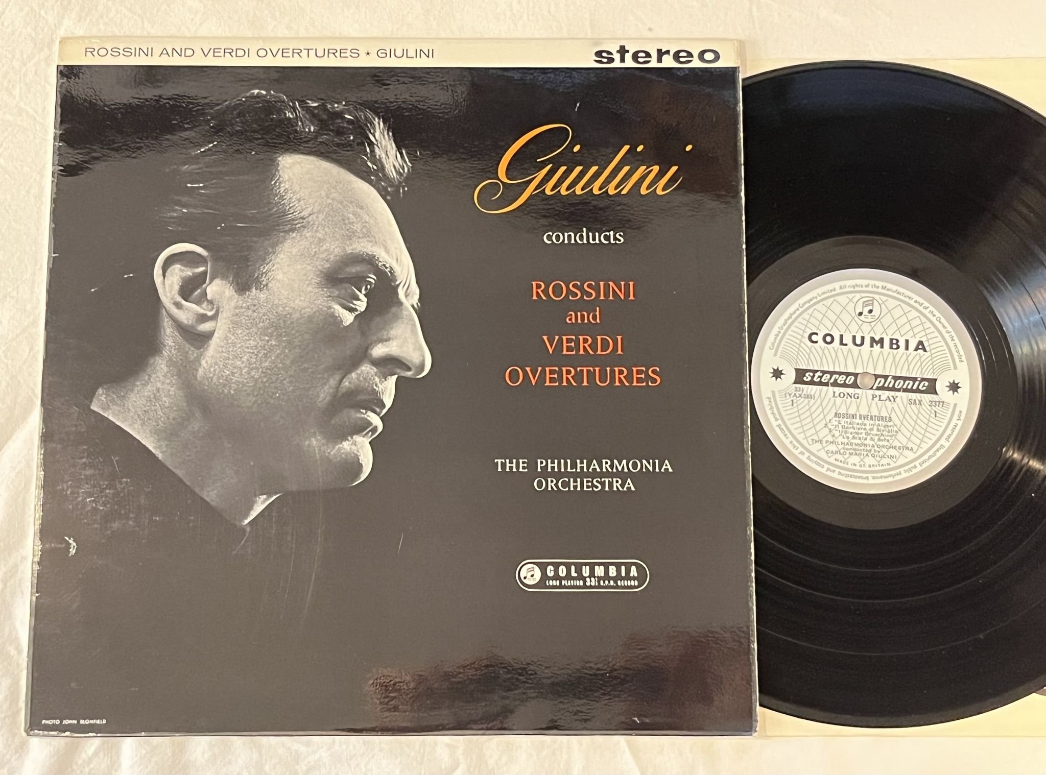 Omslagsbild för skivan GIULINI Rossini And Verdi Overtures LP -61 UK COLUMBIA SAX 2377
