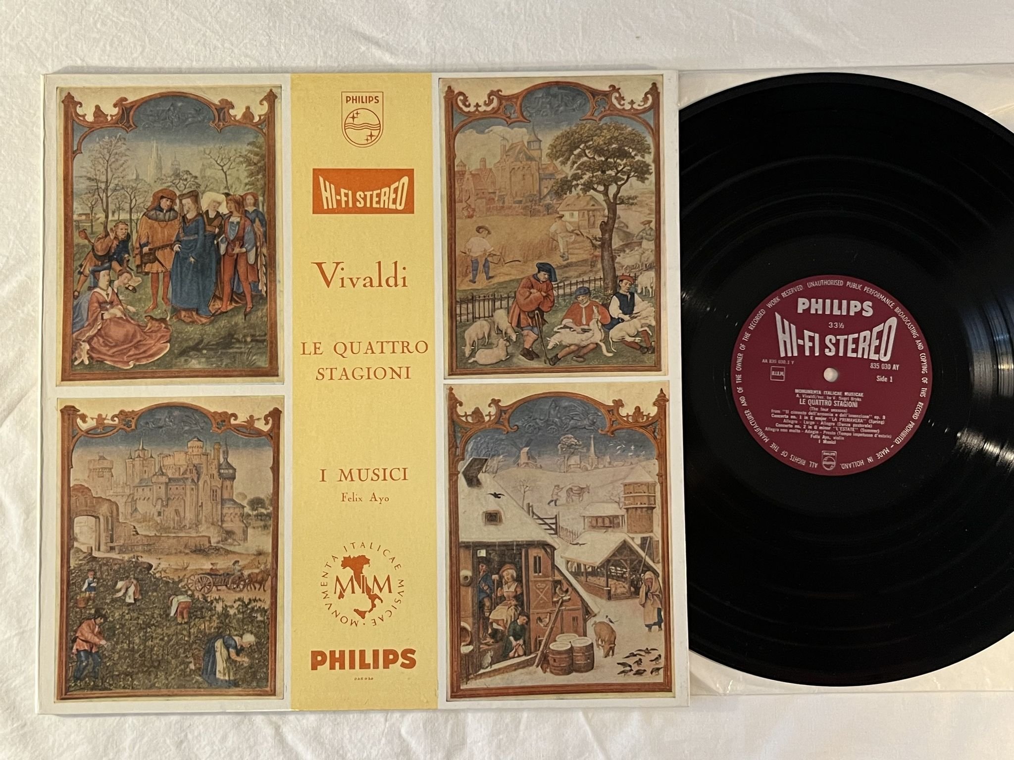 Omslagsbild för skivan I MUSICI Vivaldi: Le Quattro Stagioni LP -59 Hol PHILIPS 835030 AY HIFI Stereo