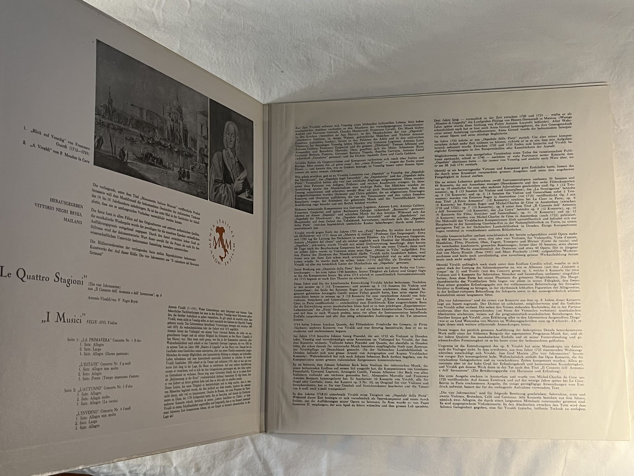 Omslagsbild för skivan I MUSICI Vivaldi: Le Quattro Stagioni LP -59 Hol PHILIPS 835030 AY HIFI Stereo