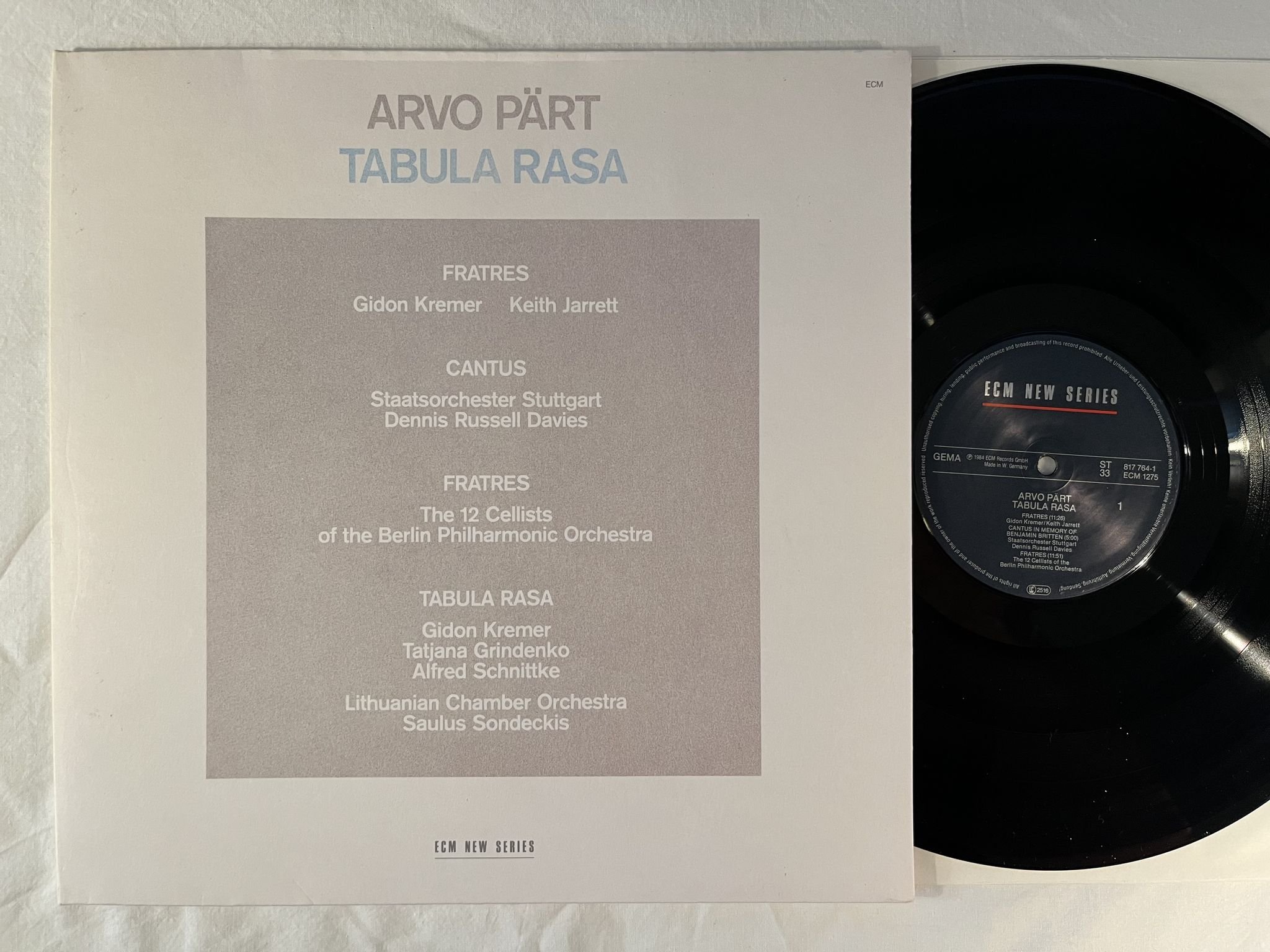 Omslagsbild för skivan ARVO PÄRT Tabula Rasa 2xLP Ger ECM NEW SERIES 817 764-1 *** RARE ***
