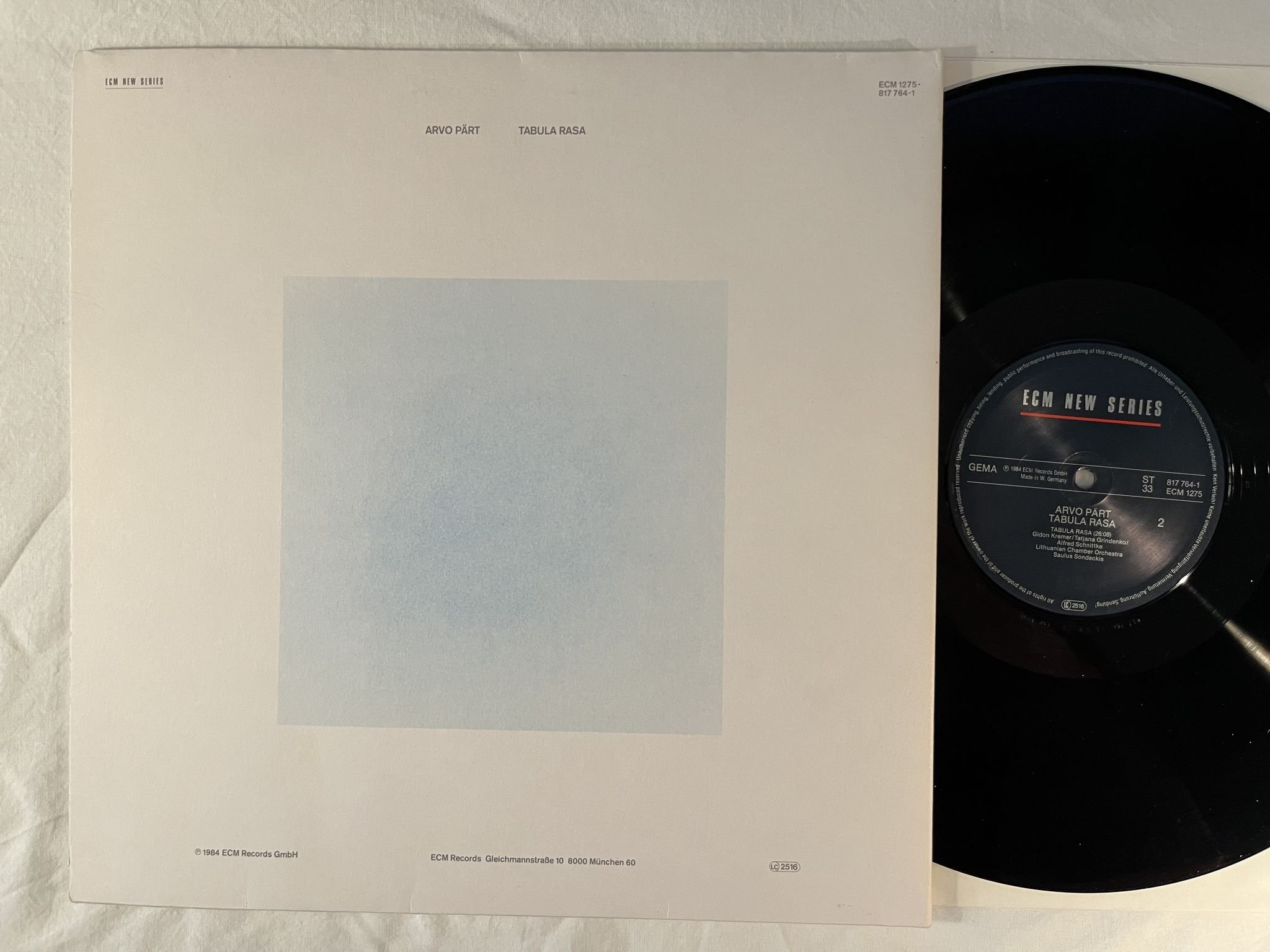 Omslagsbild för skivan ARVO PÄRT Tabula Rasa 2xLP Ger ECM NEW SERIES 817 764-1 *** RARE ***