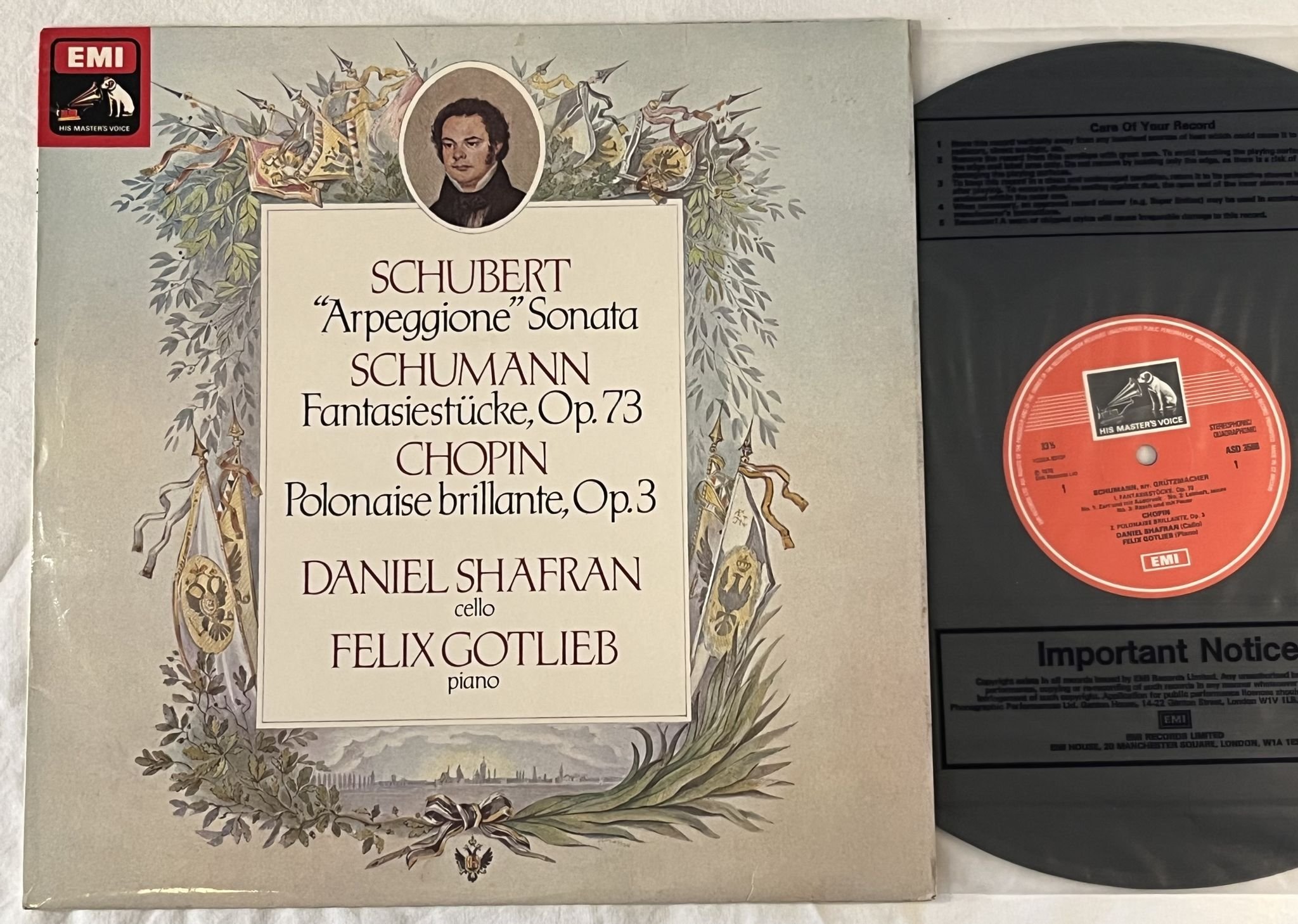 Omslagsbild för skivan DANIEL SHAFRAN Schubert: Schumann: Chopin: LP -78 UK HMV ASD 3566 **Very Rare **