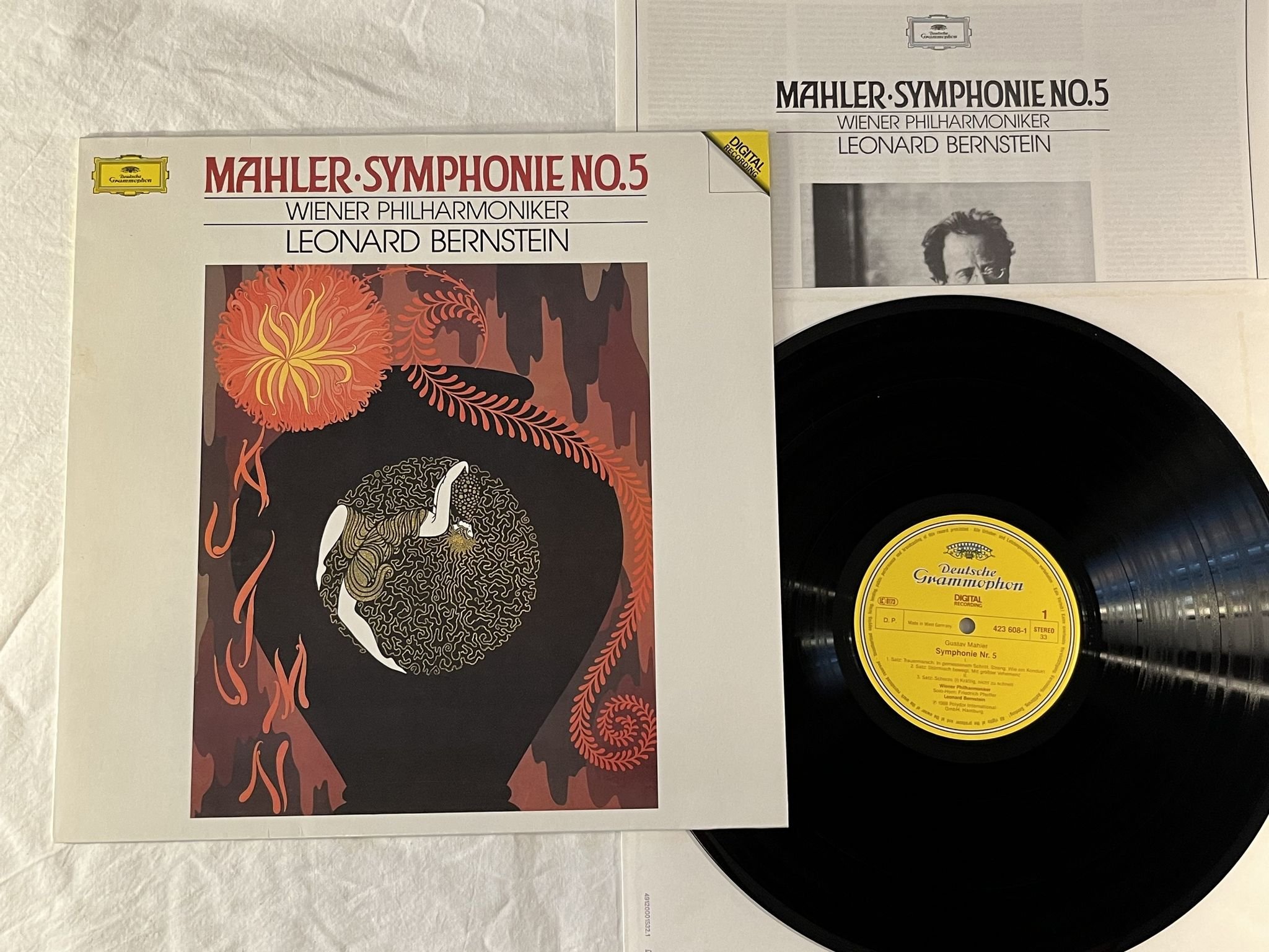 Omslagsbild för skivan BERNSTEIN Mahler: Symphonie No. 5 LP -89 Ger DGG 423 608-1