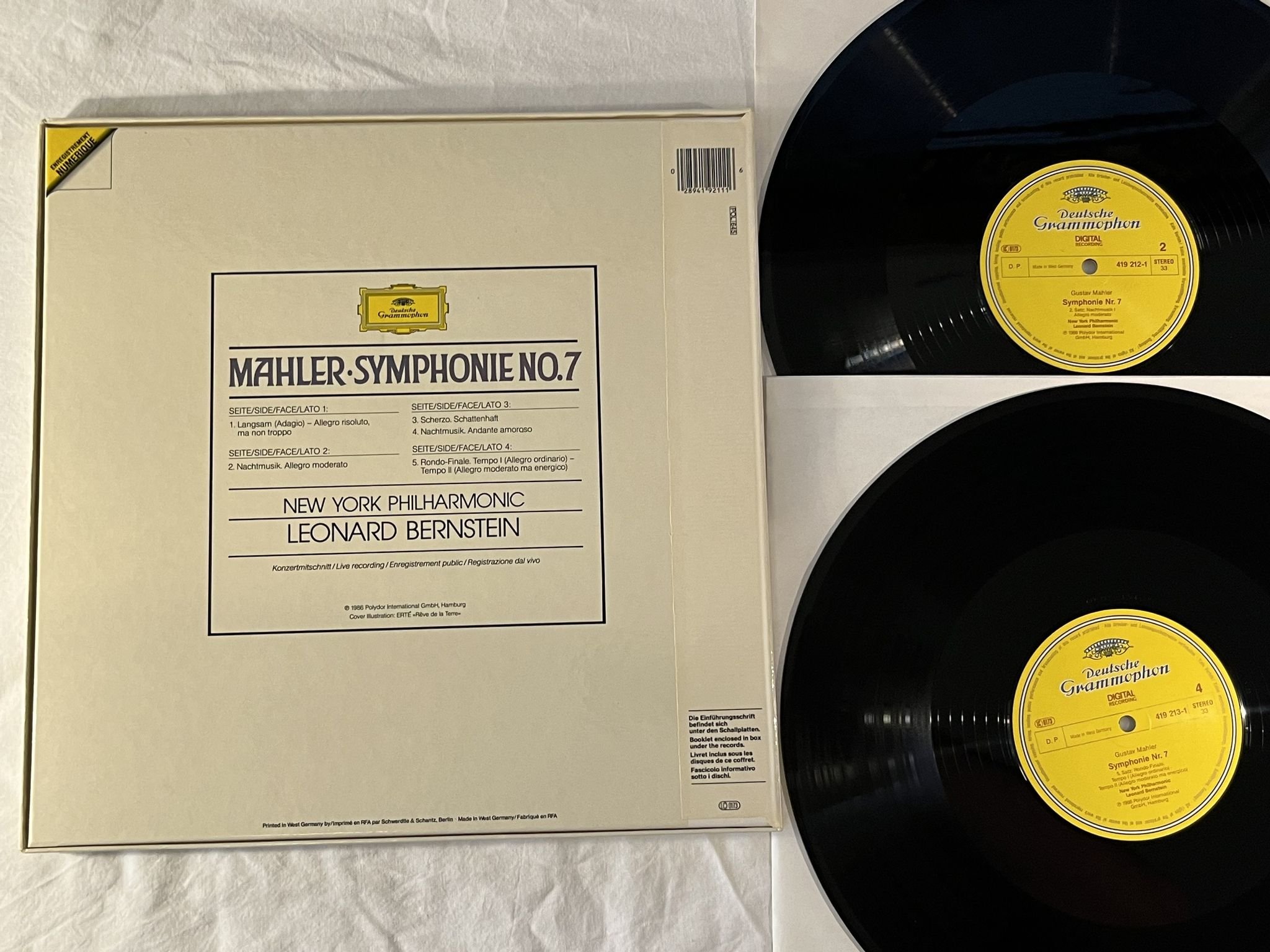 Omslagsbild för skivan BERNSTEIN Mahler: Symphonie No. 7 2xLP Box Set -86 Ger DGG 419 211-1