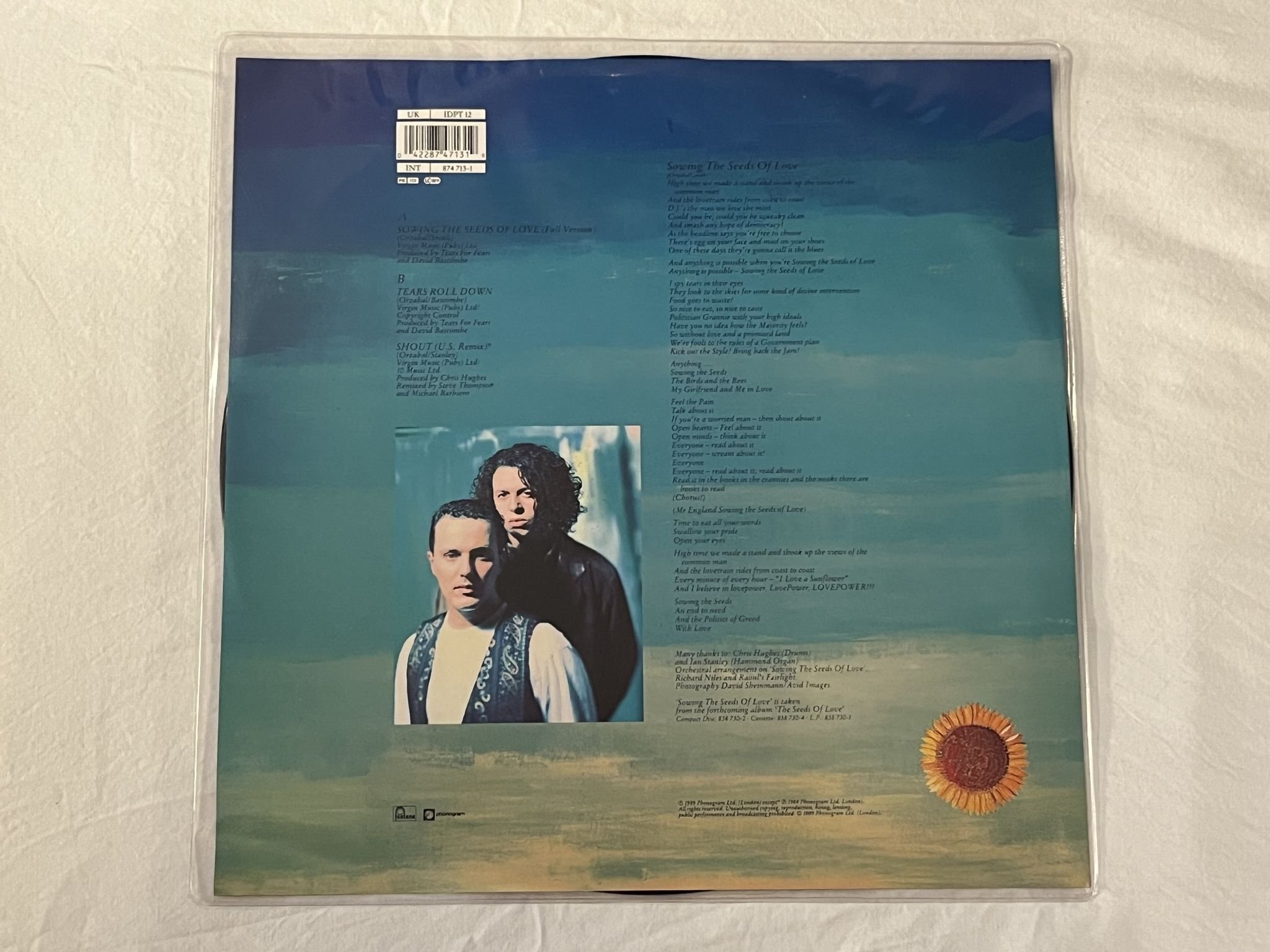Omslagsbild för skivan TEARS FOR FEARS Sowing The Seeds Of Love LP Picture Disc -89 UK FONTANA IDPT 12