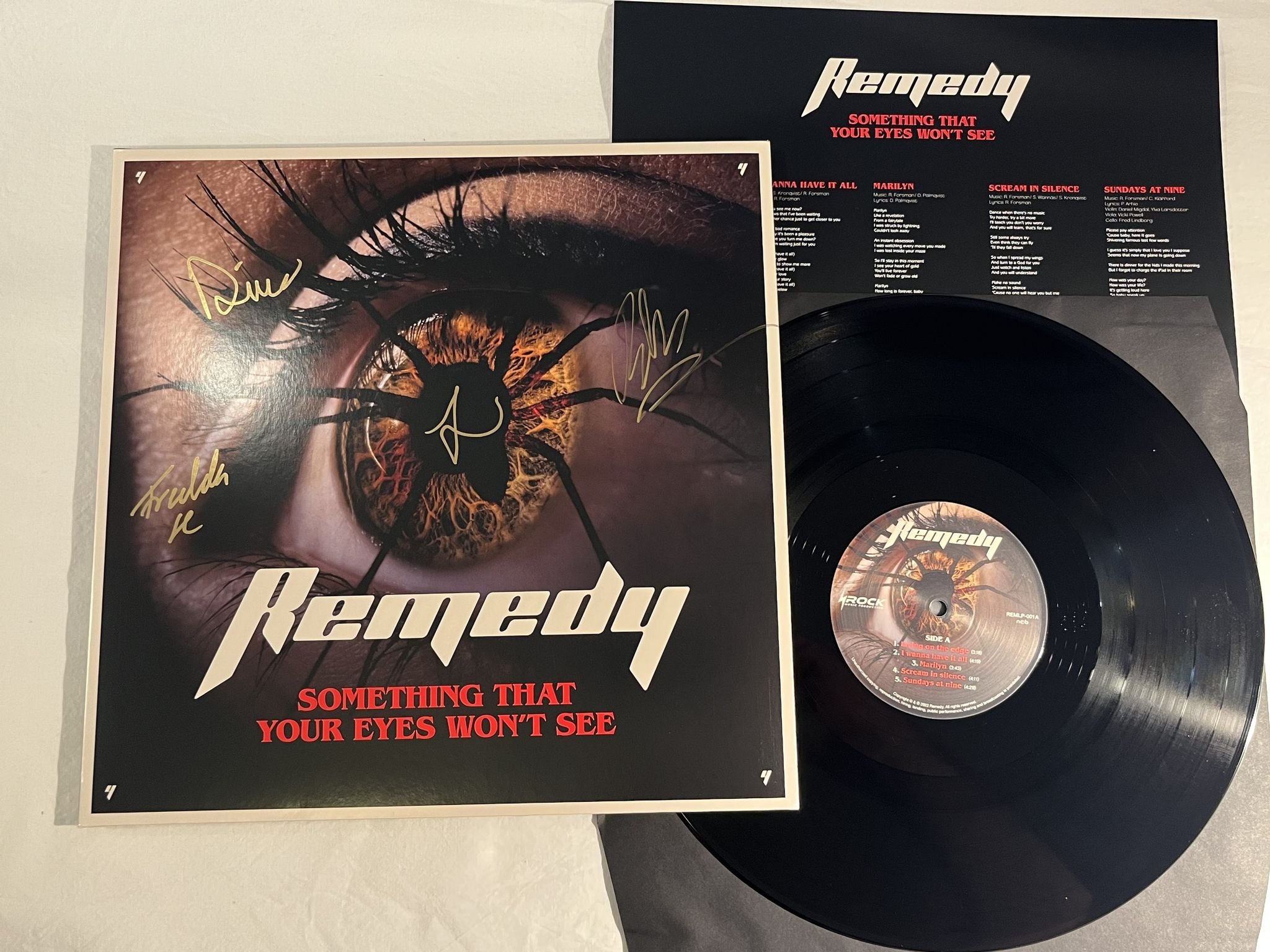 Omslagsbild för skivan REMEDY Something That Your Eyes Won’t See LP 2023 Swe *** Signed cover ***
