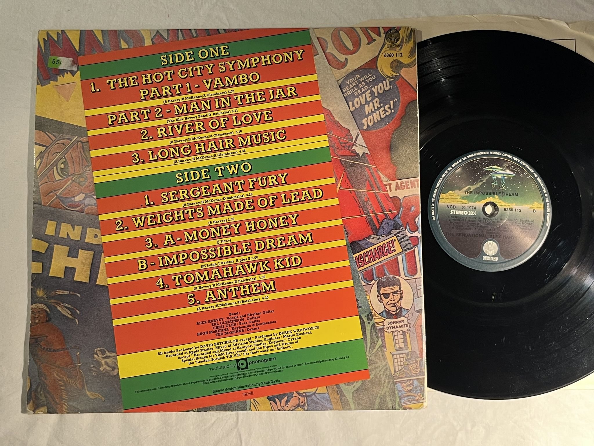 Omslagsbild för skivan THE SENSATIONAL ALEX HARVEY BAND the impossible LP -74 ncb *** SIGNED COVER ***