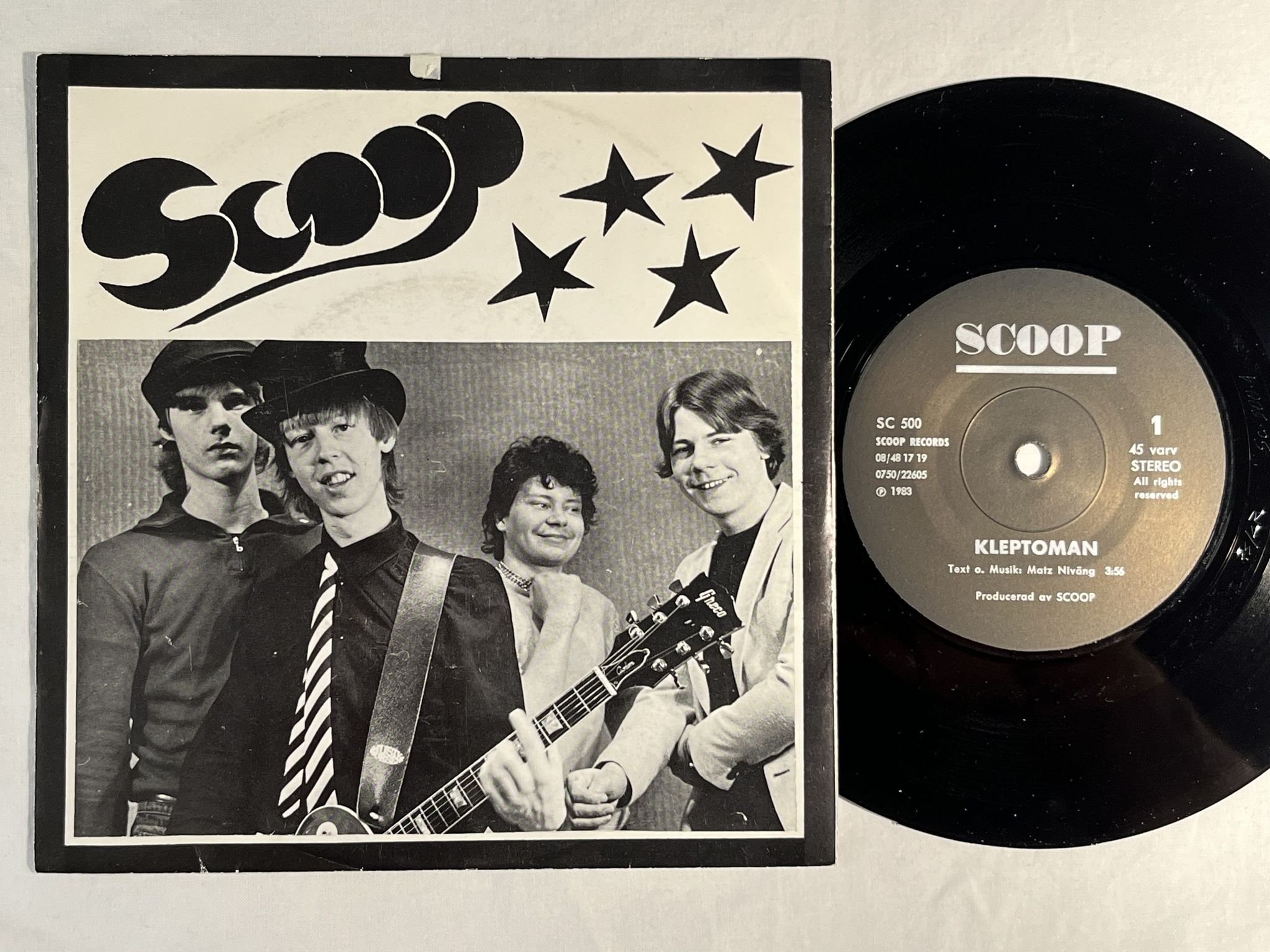 Omslagsbild för skivan SCOOP kleptoman 7" -83 Swe SCOOP SC 500 *** mega rare power pop ***