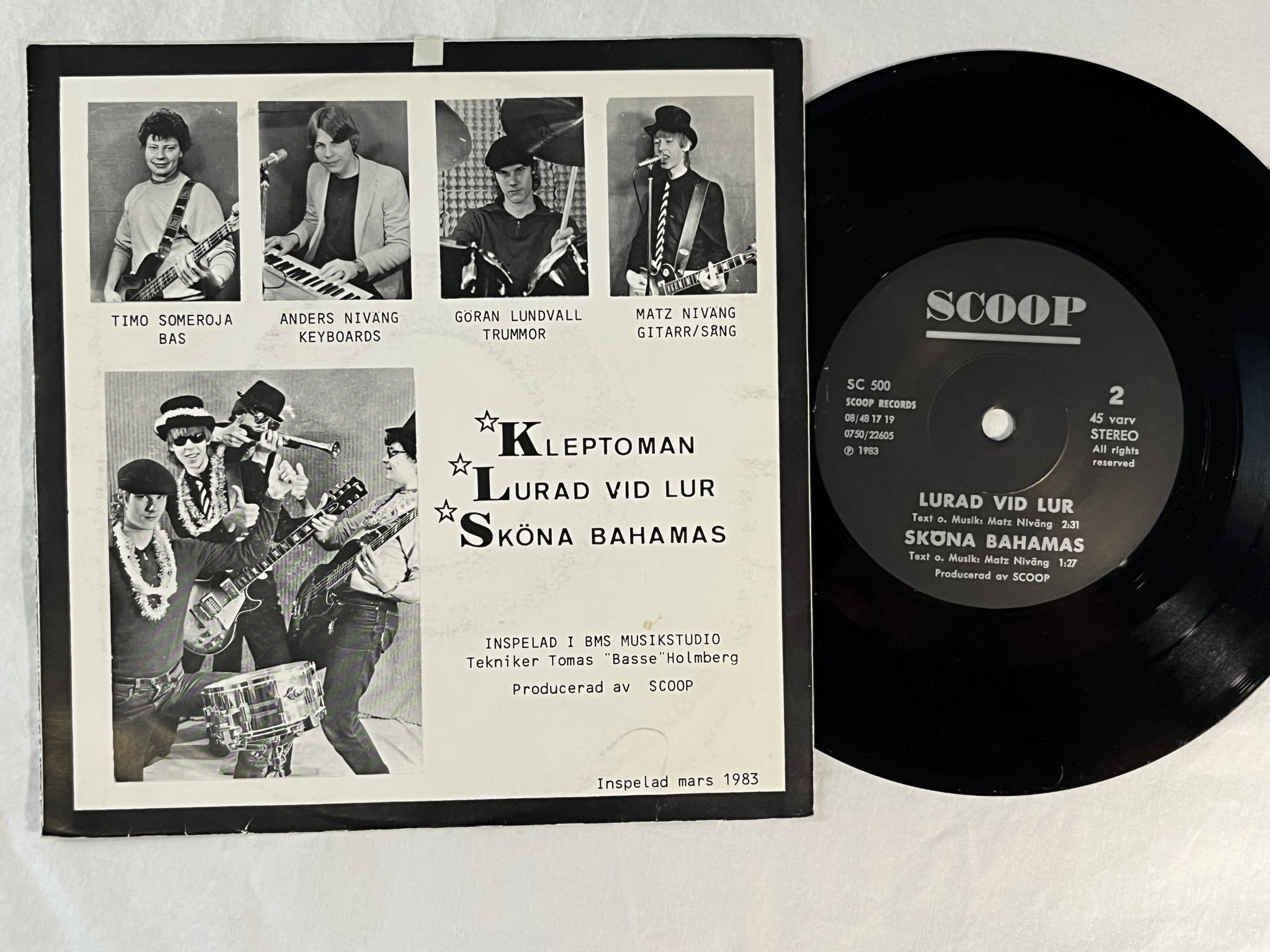 Omslagsbild för skivan SCOOP kleptoman 7" -83 Swe SCOOP SC 500 *** mega rare power pop ***