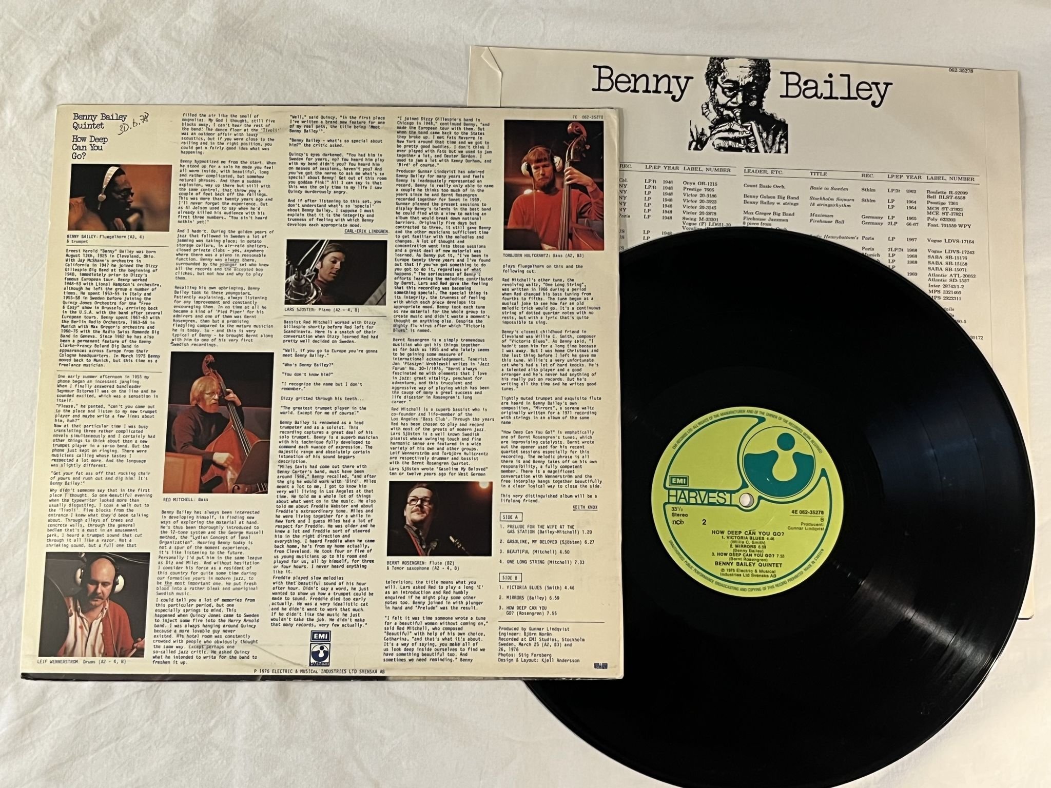 Omslagsbild för skivan BENNY BAILEY how deep can you go LP -76 Swe HARVEST 4E 062-35278