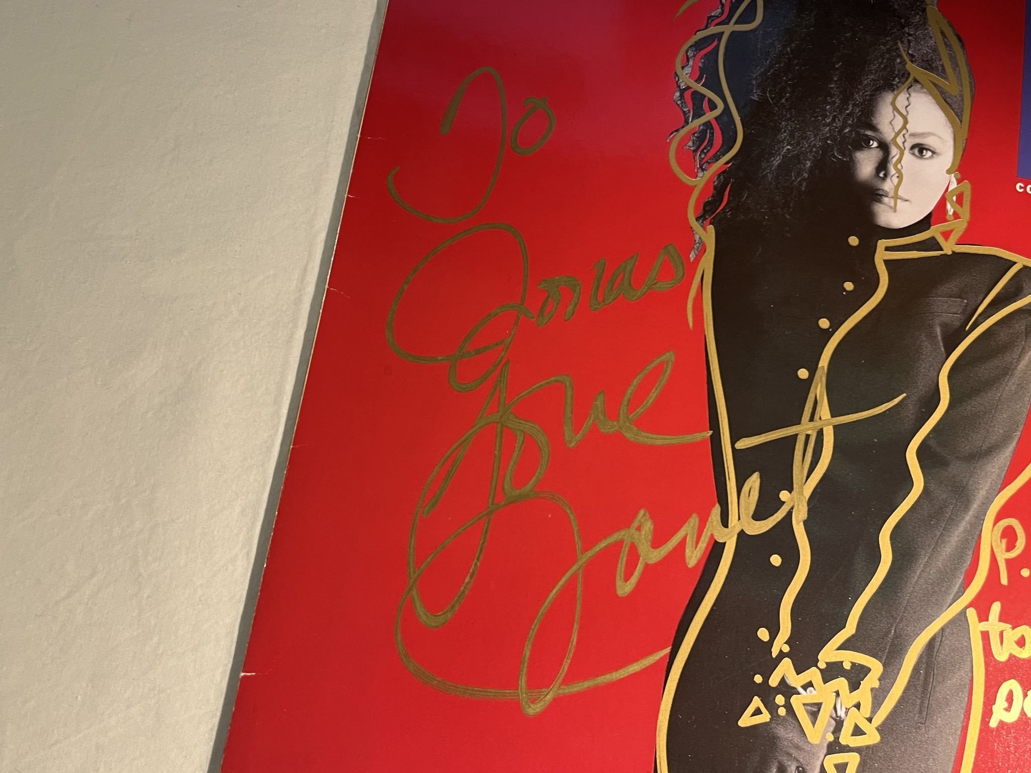 Omslagsbild för skivan JANET JACKSON control * cover only * SIGNED BY JANET WITH A GOLD PEN !!!