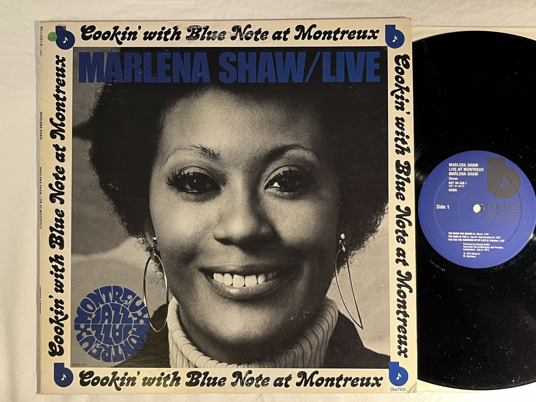 Omslagsbild för skivan MARLENA SHAW live at Montreux LP -74 Ger BLUE NOTE BN-LA251-G ** Soul-Jazz **